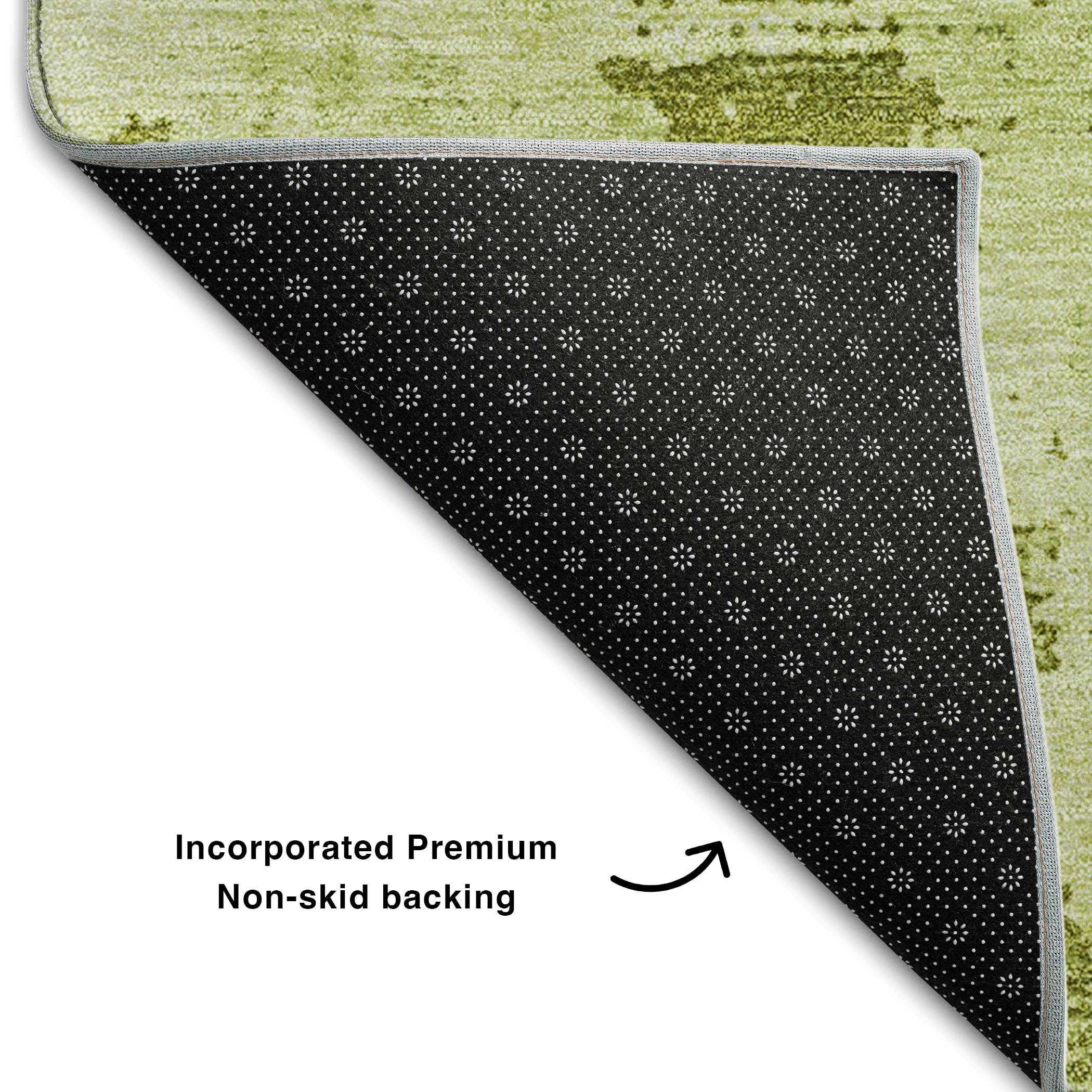 Antigua Machine Washable Transitional Lime Green Rug 1'8" x 2'6" #shape_Rectangle