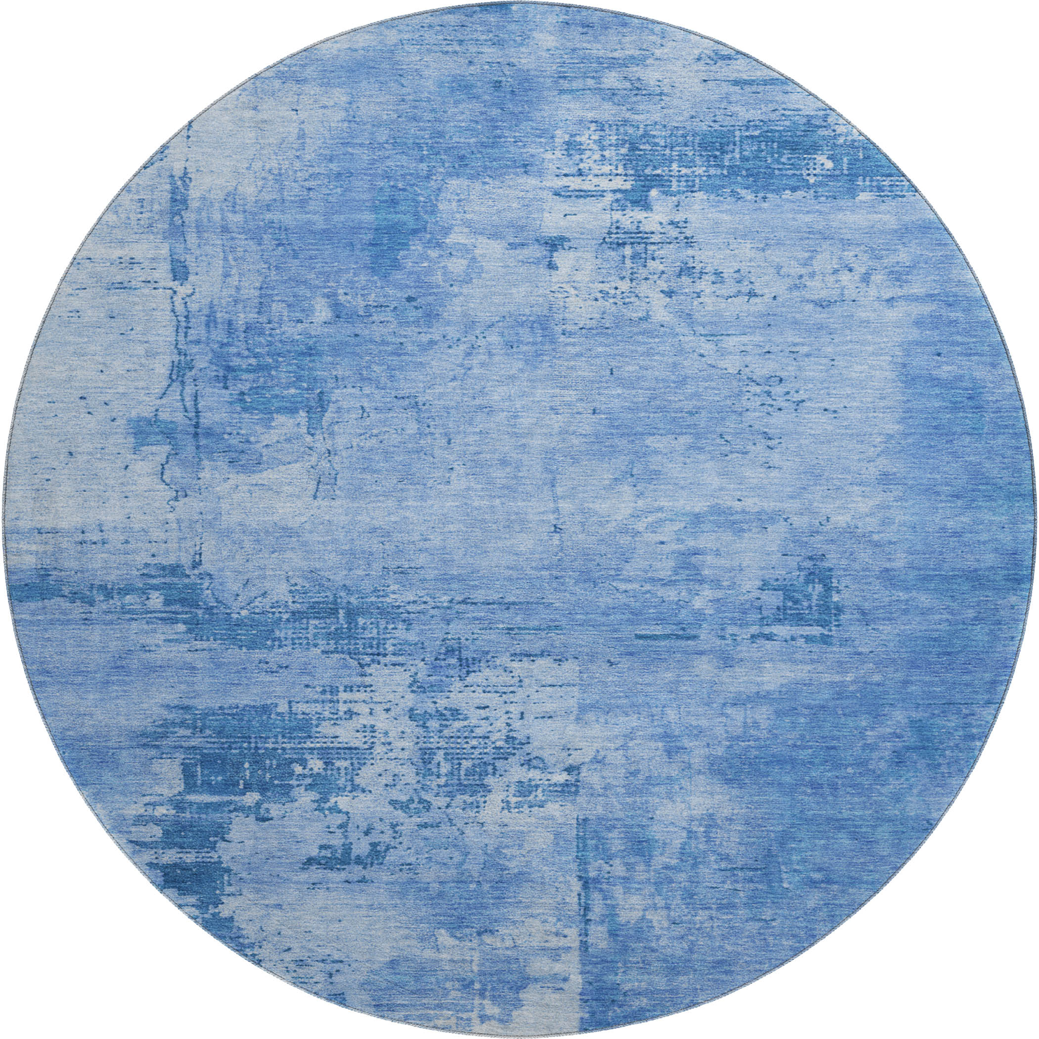 Antigua Machine Washable Transitional Navy Blue Rug 8' x 8' #shape_Round