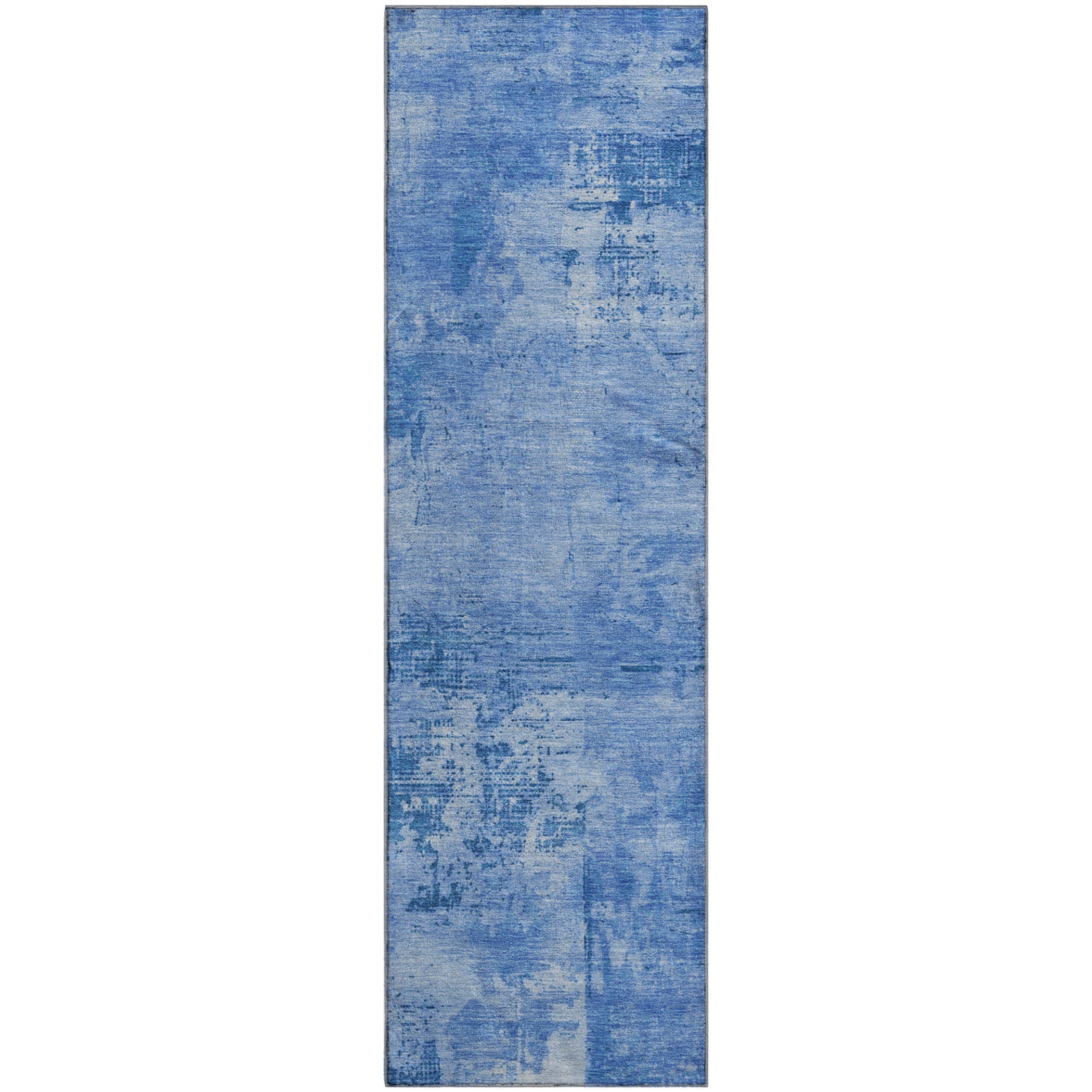 Antigua Machine Washable Transitional Navy Blue Rug 2'3" x 7'6" #shape_Runner