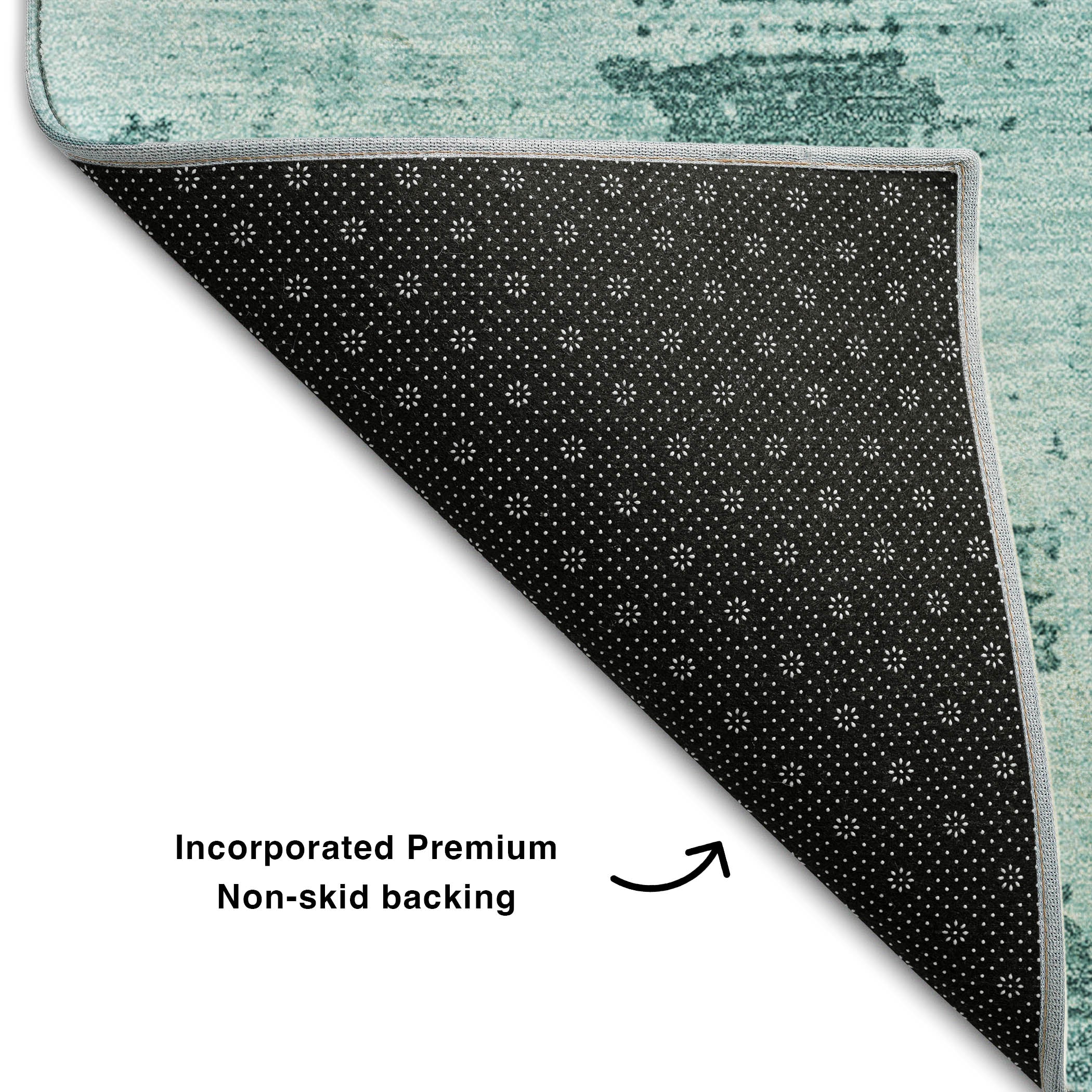 Antigua Machine Washable Transitional Seafoam Blue Rug 1'8" x 2'6" #shape_Rectangle