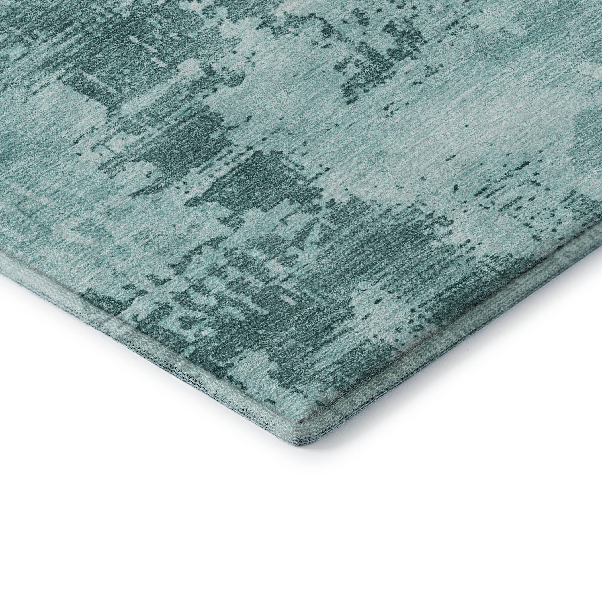 Antigua Machine Washable Transitional Seafoam Blue Rug 1'8" x 2'6" #shape_Rectangle