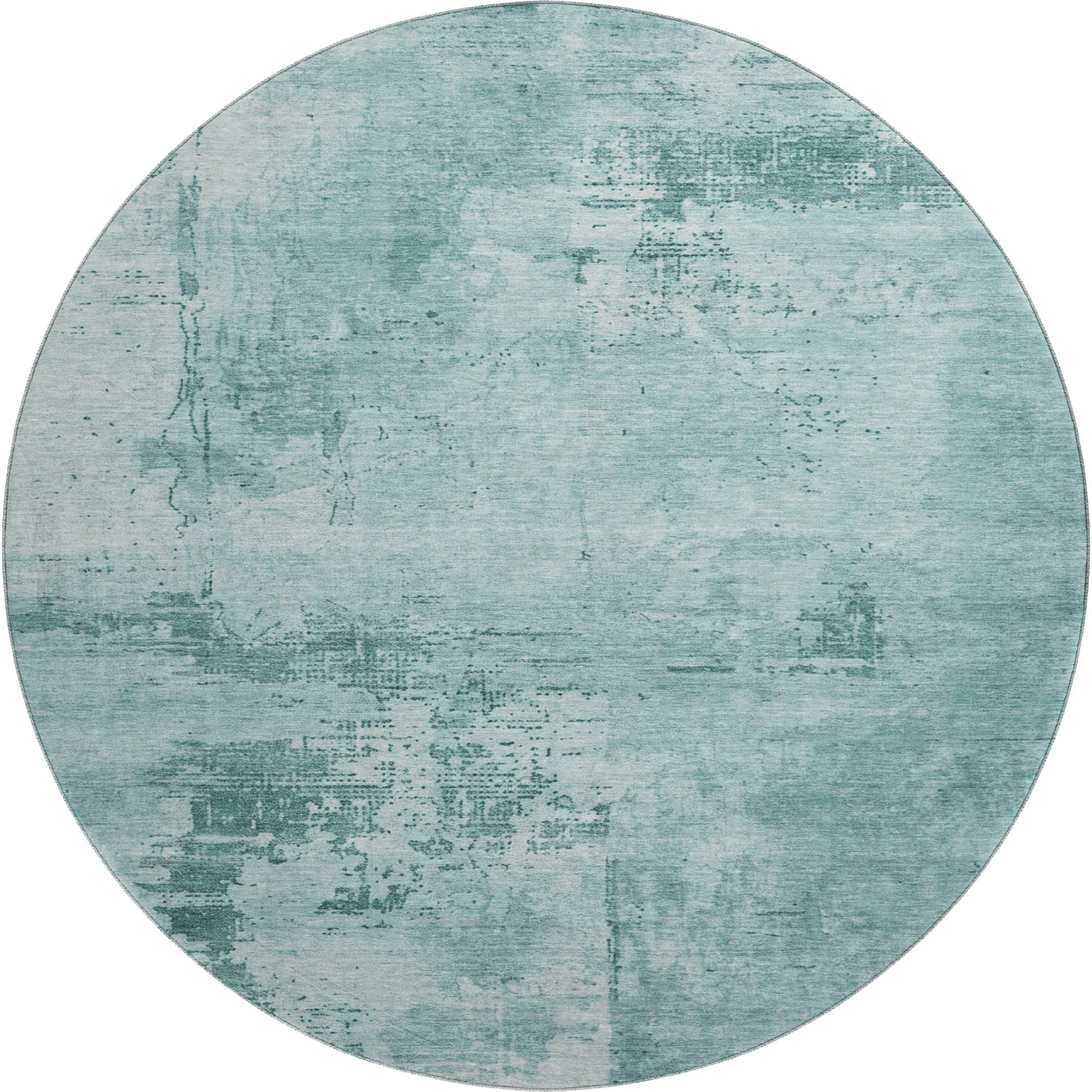 Antigua Machine Washable Transitional Teal Rug 8' x 8' #shape_Round