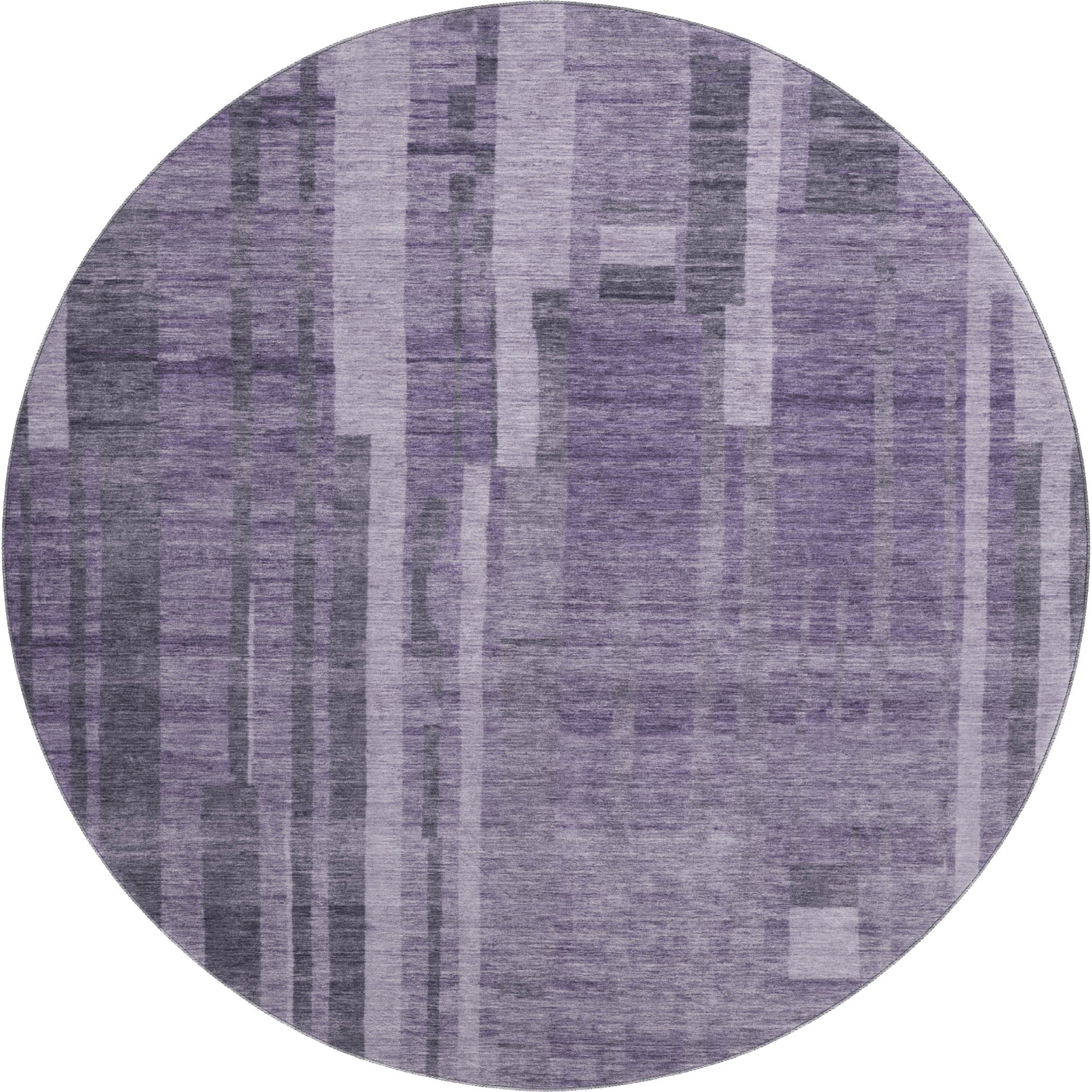 Santorini Machine Washable Transitional Purple Rug 8' x 8' #shape_Round