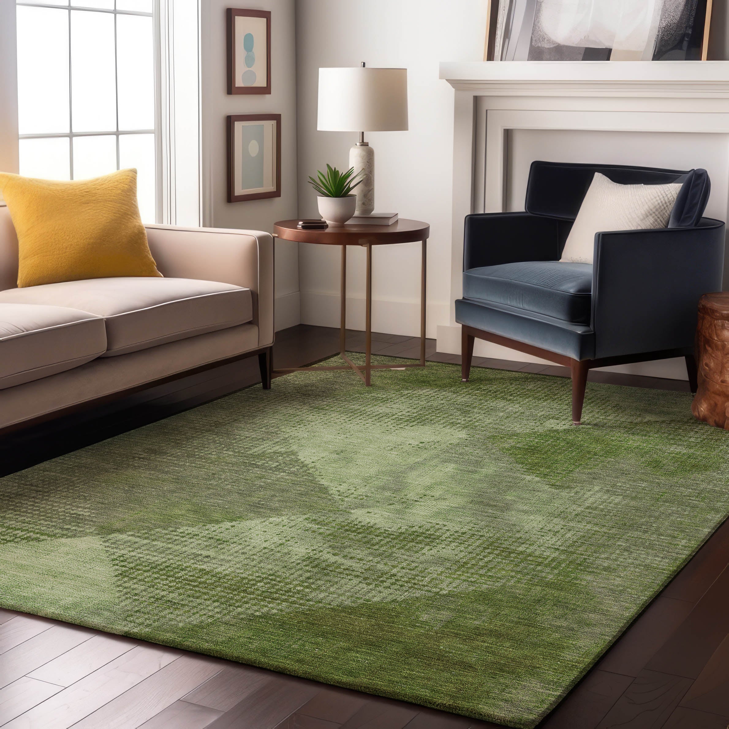 Mostar Machine Washable Transitional Green Rug 2'6" x 3'10" #shape_Rectangle