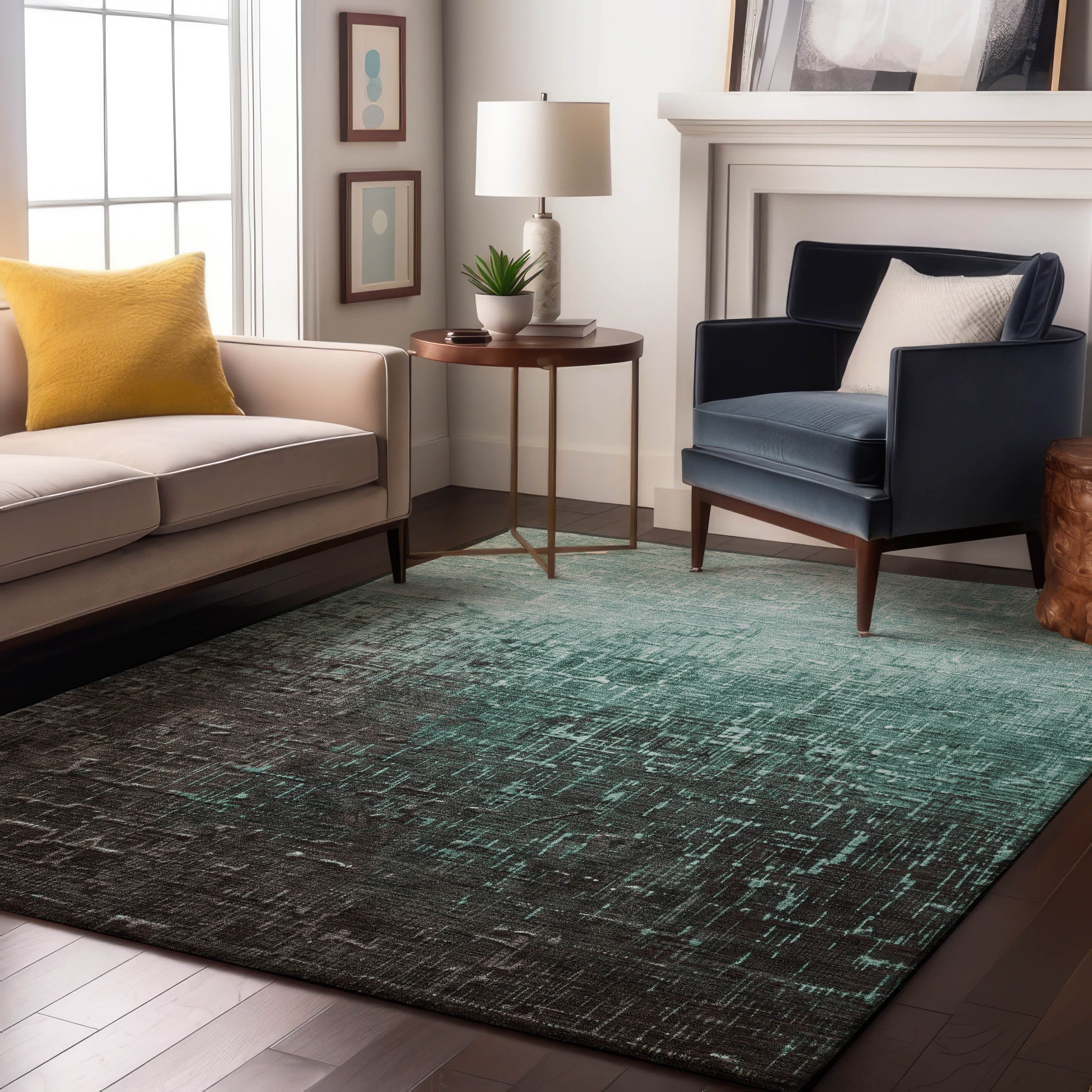 Marrakech Machine Washable Transitional Teal Rug 2'6" x 3'10" #shape_Rectangle
