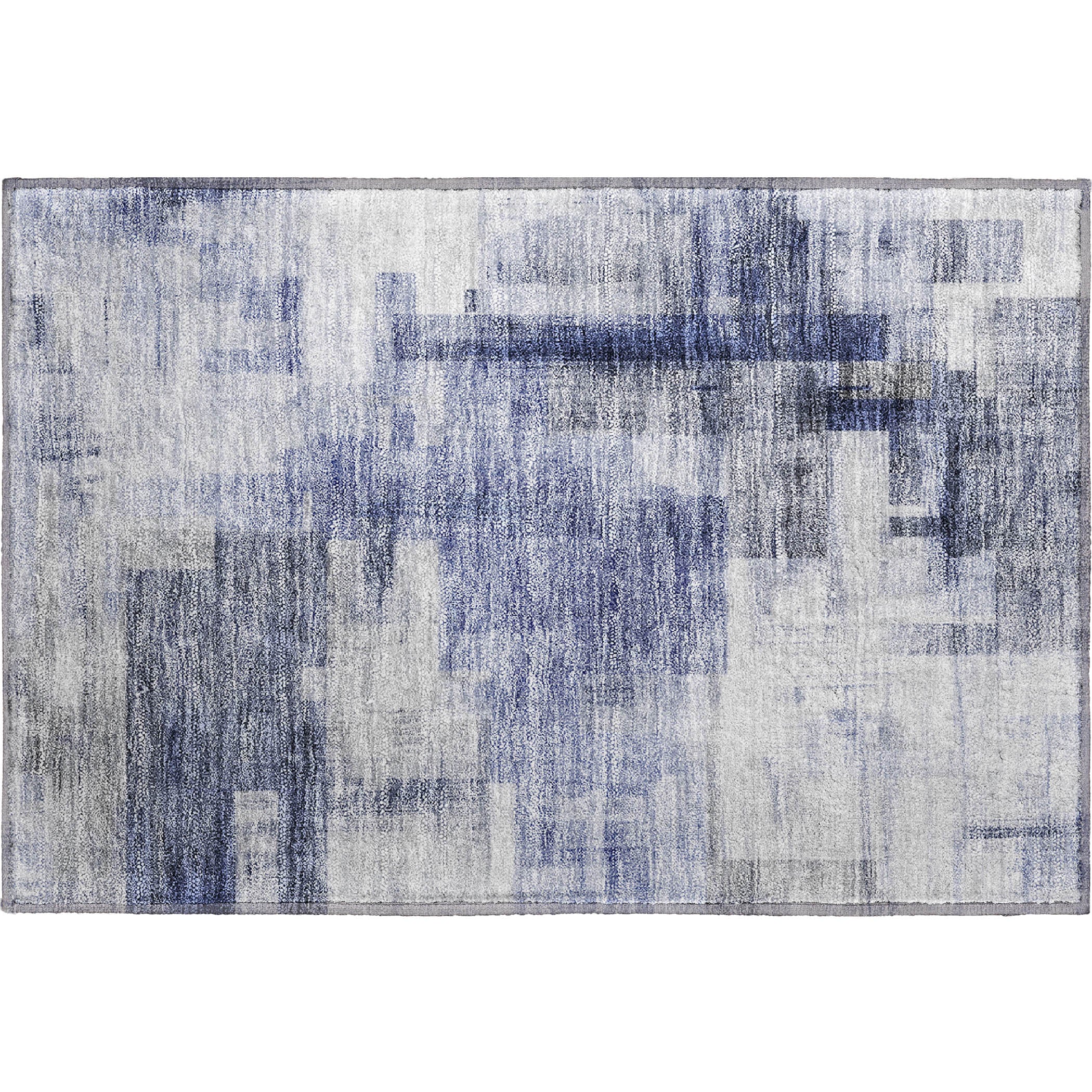 Havana Machine Washable Transitional Denim Blue Rug 1'8" x 2'6" #shape_Rectangle