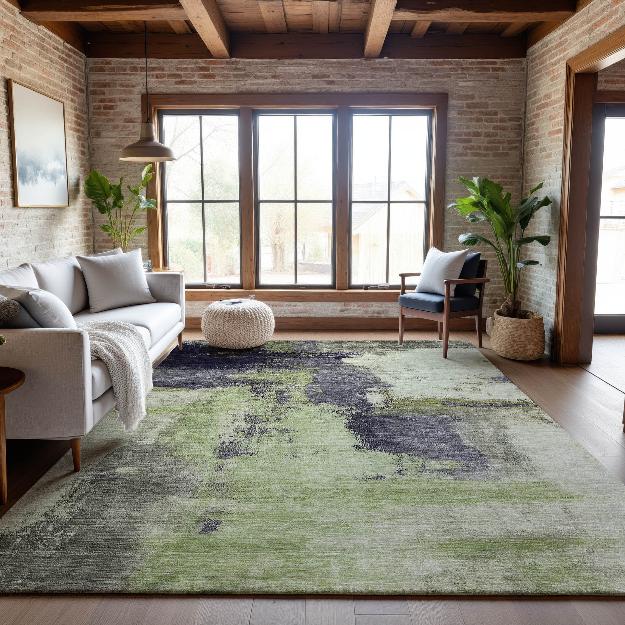 Luang Prabang Machine Washable Transitional Fern Green Rug 2'6" x 3'10" #shape_Rectangle