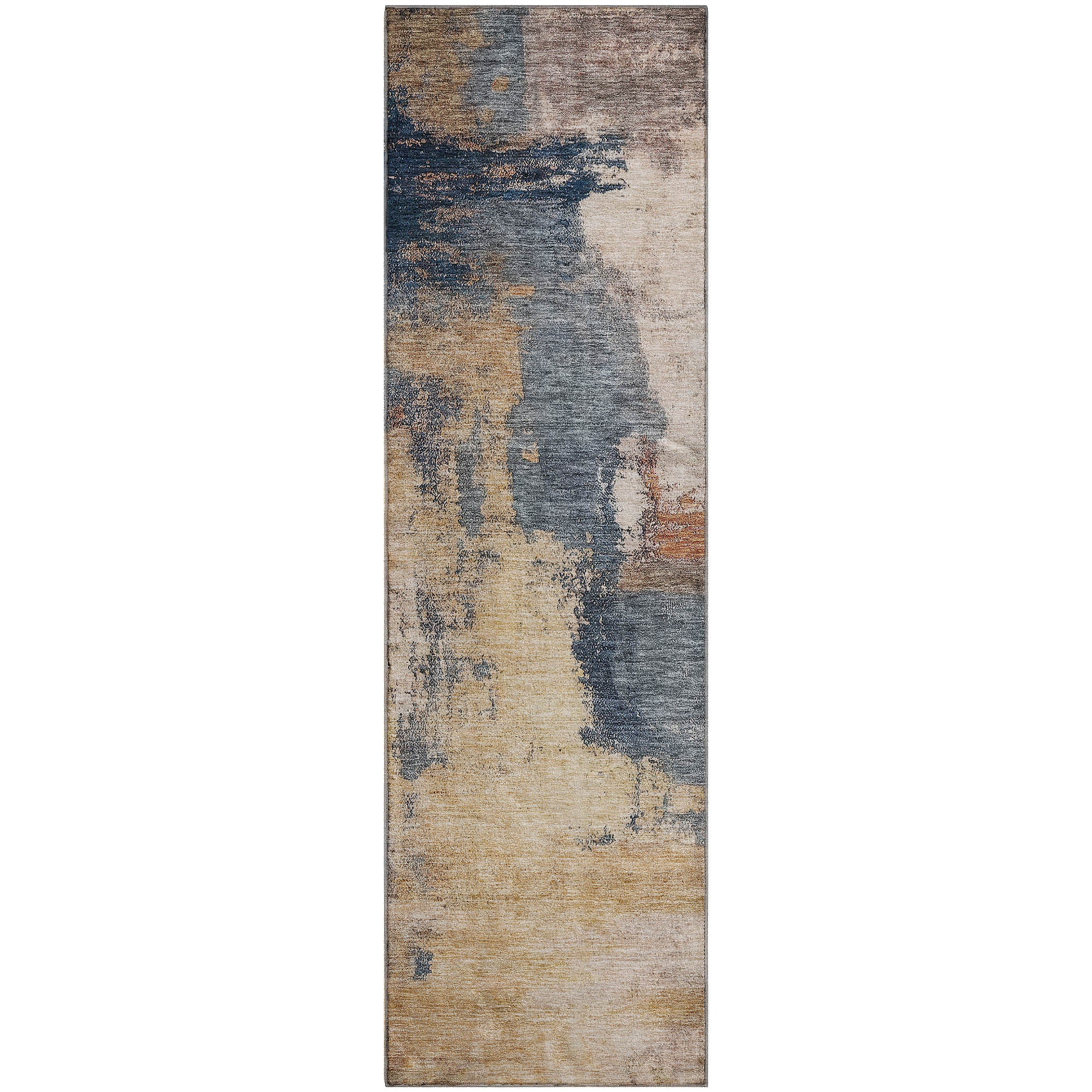 Luang Prabang Machine Washable Transitional Gold Rug 2'3" x 7'6" #shape_Runner