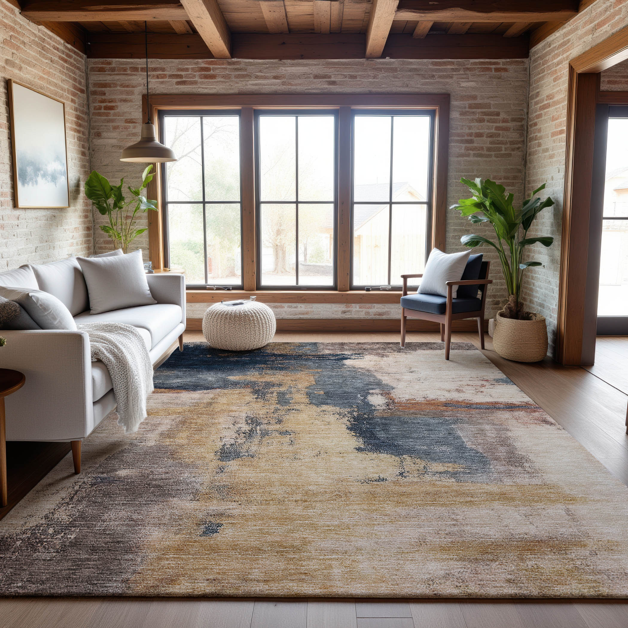 Luang Prabang Machine Washable Transitional Gold Rug 2'6" x 3'10" #shape_Rectangle