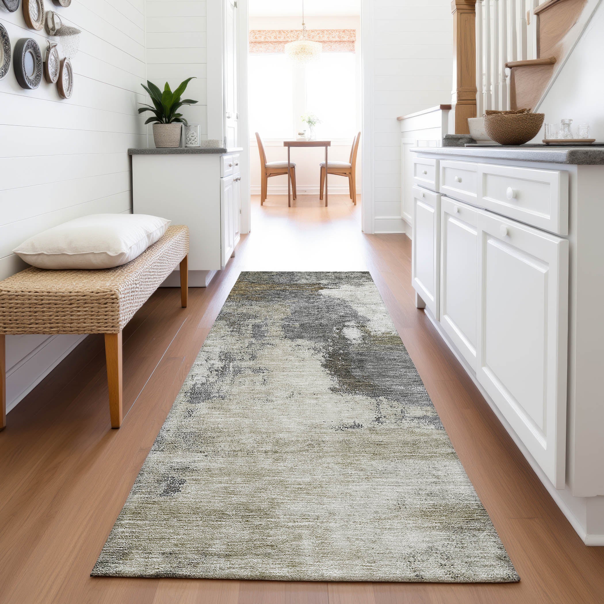 Luang Prabang Machine Washable Transitional Gray Rug 2'3" x 7'6" #shape_Runner