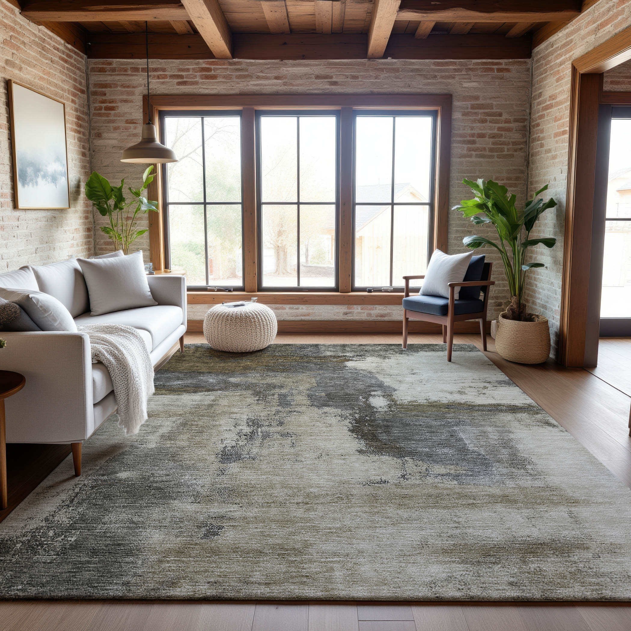 Luang Prabang Machine Washable Transitional Gray Rug 2'6" x 3'10" #shape_Rectangle
