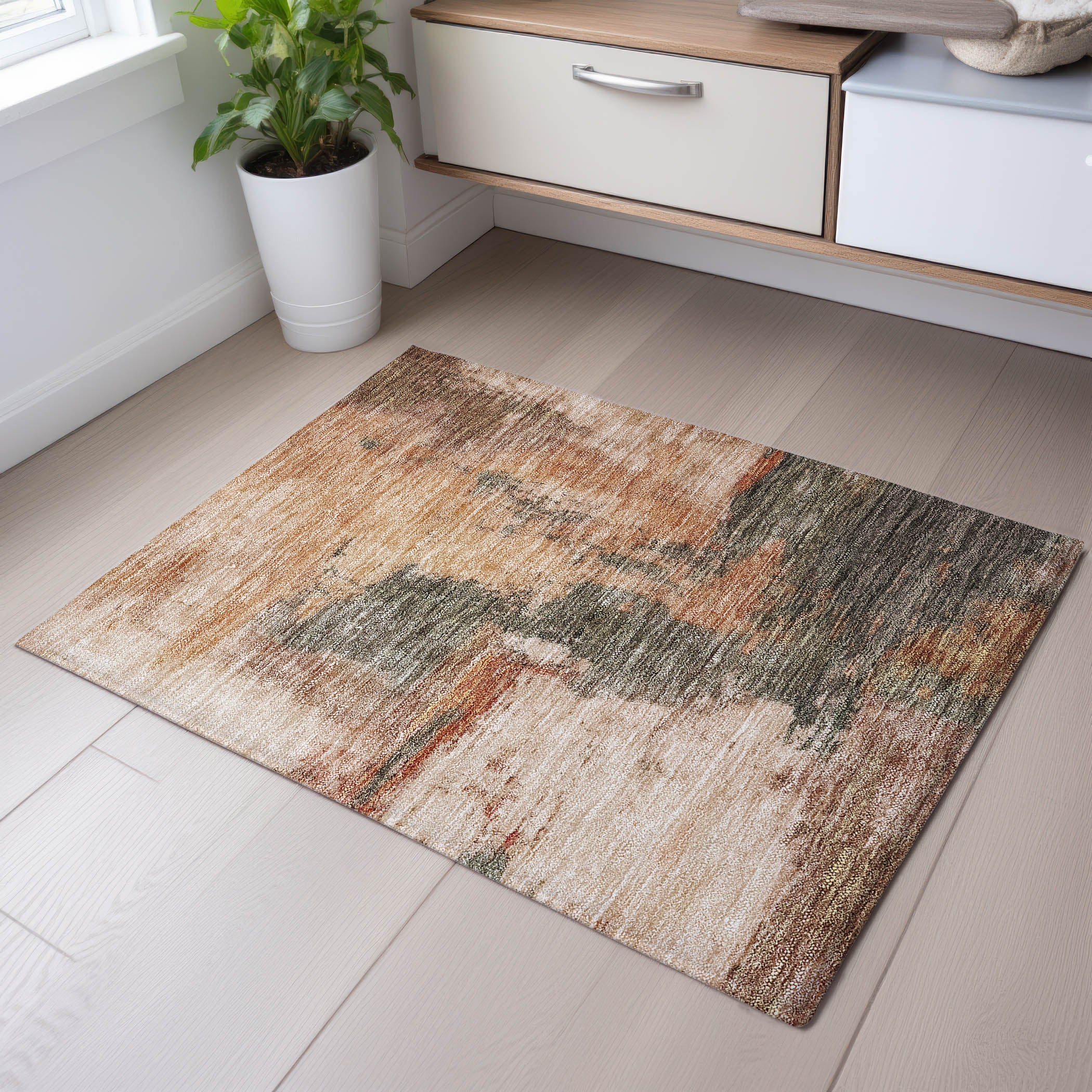 Luang Prabang Machine Washable Transitional Terracotta Orange Rug 1'8" x 2'6" #shape_Rectangle