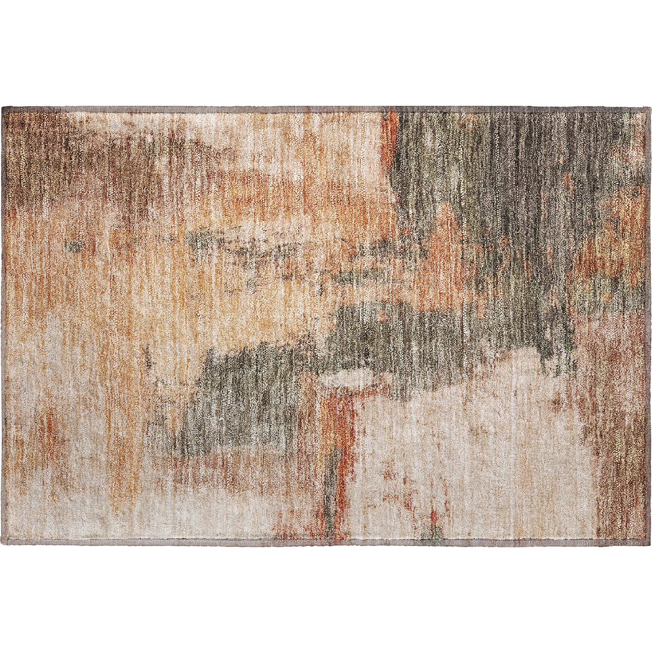 Luang Prabang Machine Washable Transitional Terracotta Orange Rug 1'8" x 2'6" #shape_Rectangle