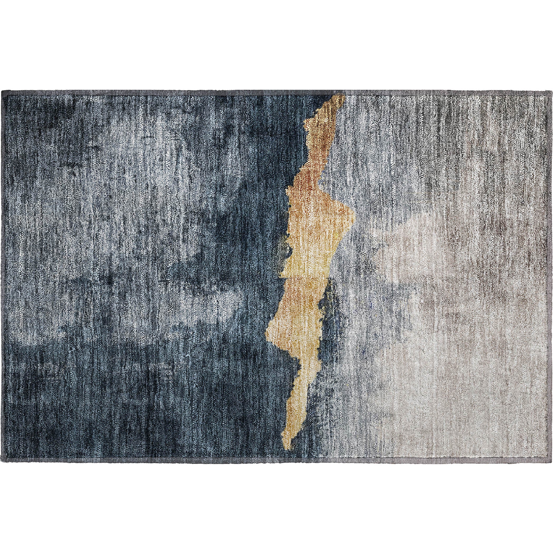 Kathmandu Machine Washable Transitional Blue Rug 1'8" x 2'6" #shape_Rectangle