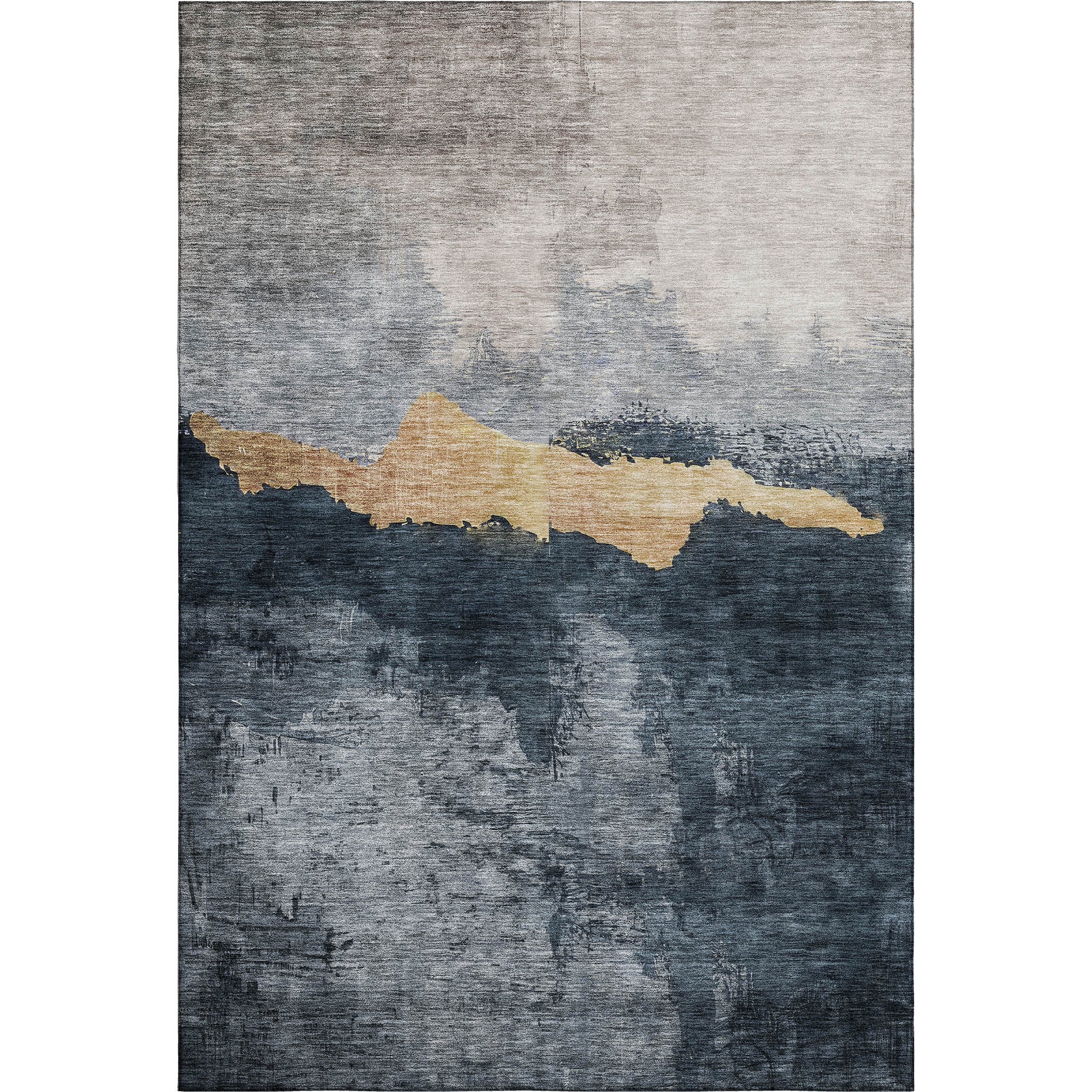 Kathmandu Machine Washable Transitional Blue Rug 2'6" x 3'10" #shape_Rectangle