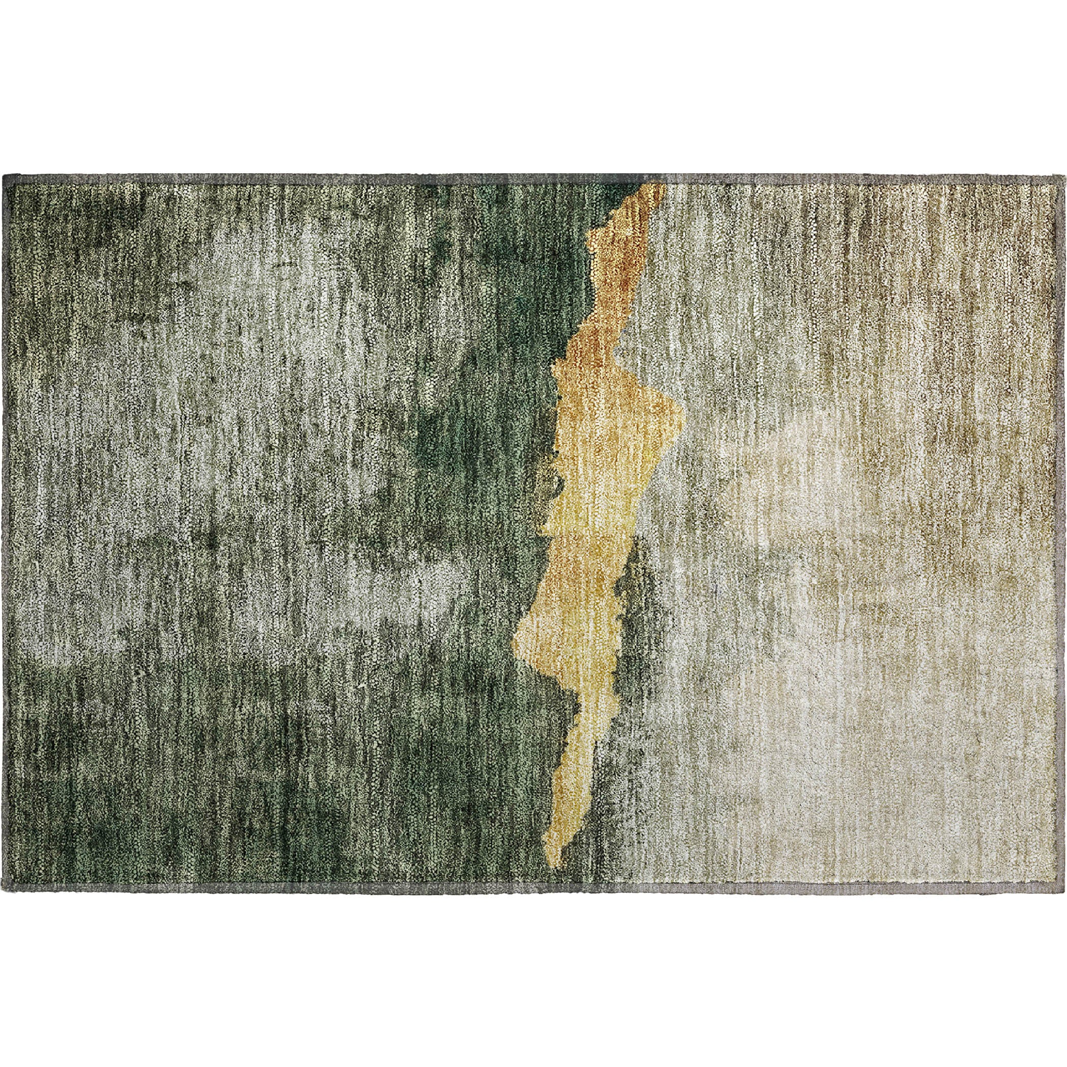 Kathmandu Machine Washable Transitional Fern Green Rug 1'8" x 2'6" #shape_Rectangle