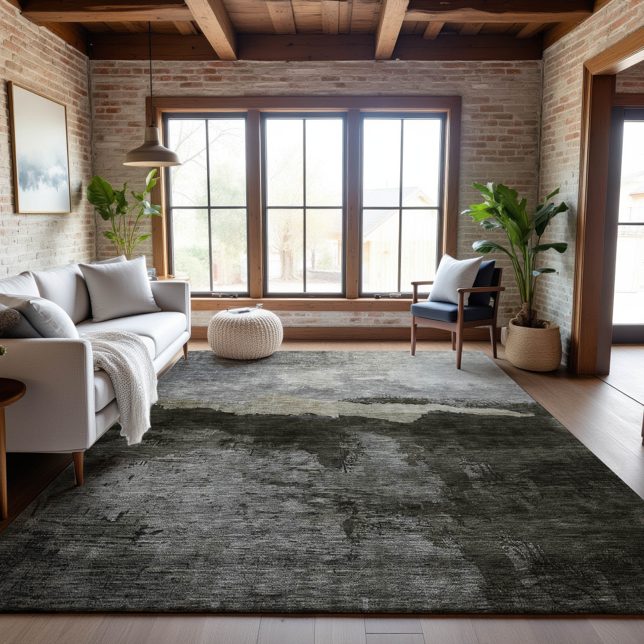 Kathmandu Machine Washable Transitional Taupe Brown Rug 2'6" x 3'10" #shape_Rectangle