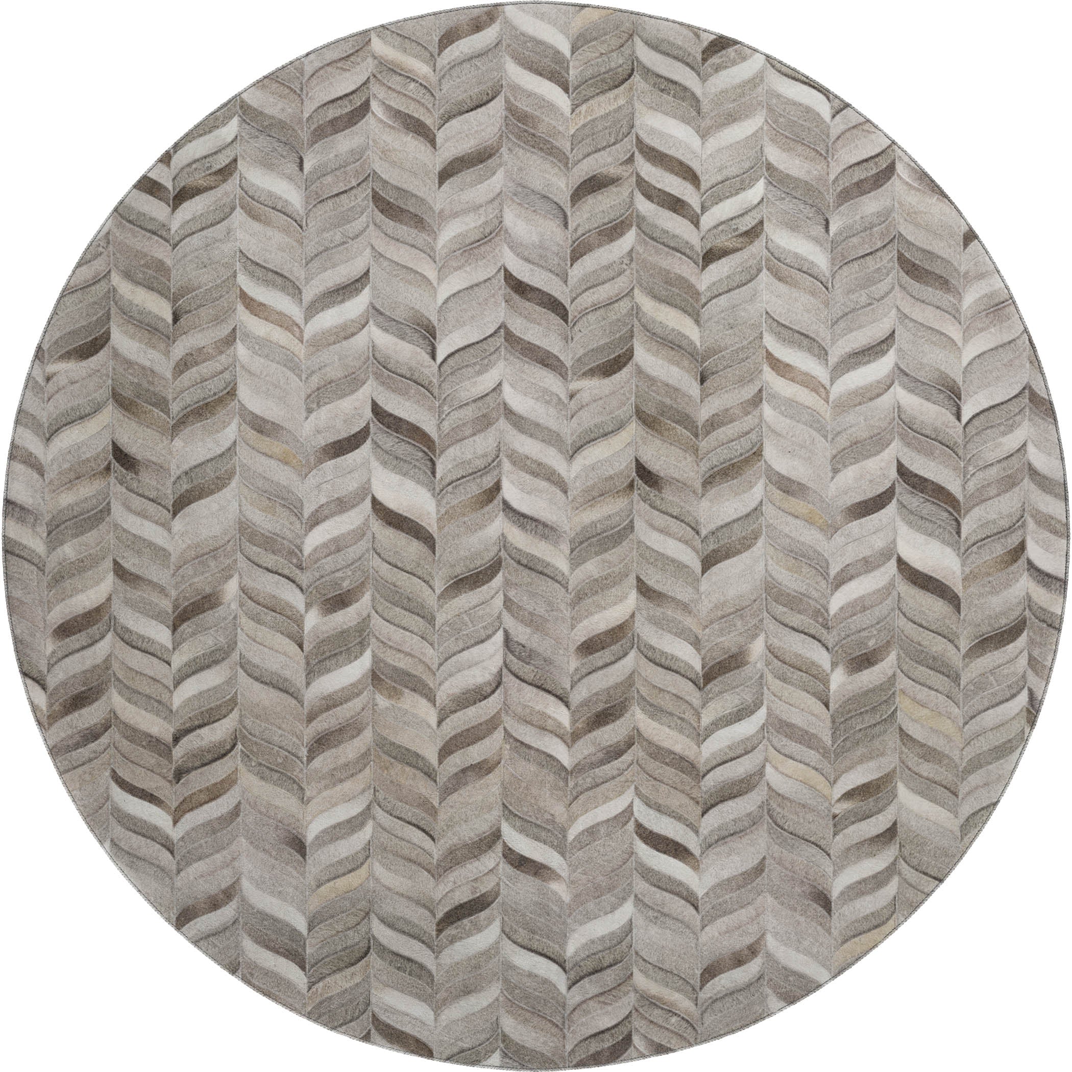 Cartagena Machine Washable Cowhide Gray Rug 8' x 8' #shape_Round