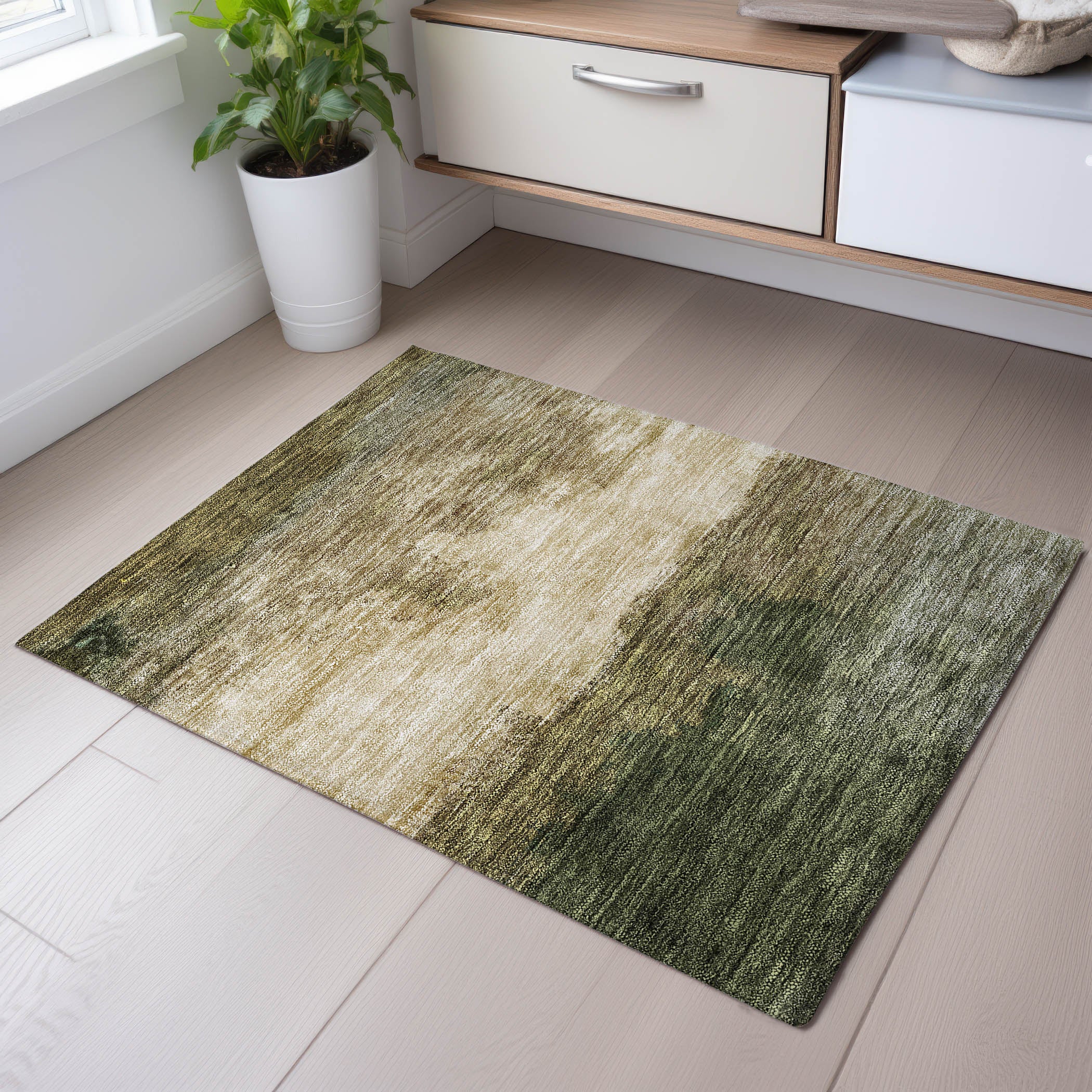 Tallinn Machine Washable Transitional Fern Green Rug 1'8" x 2'6" #shape_Rectangle