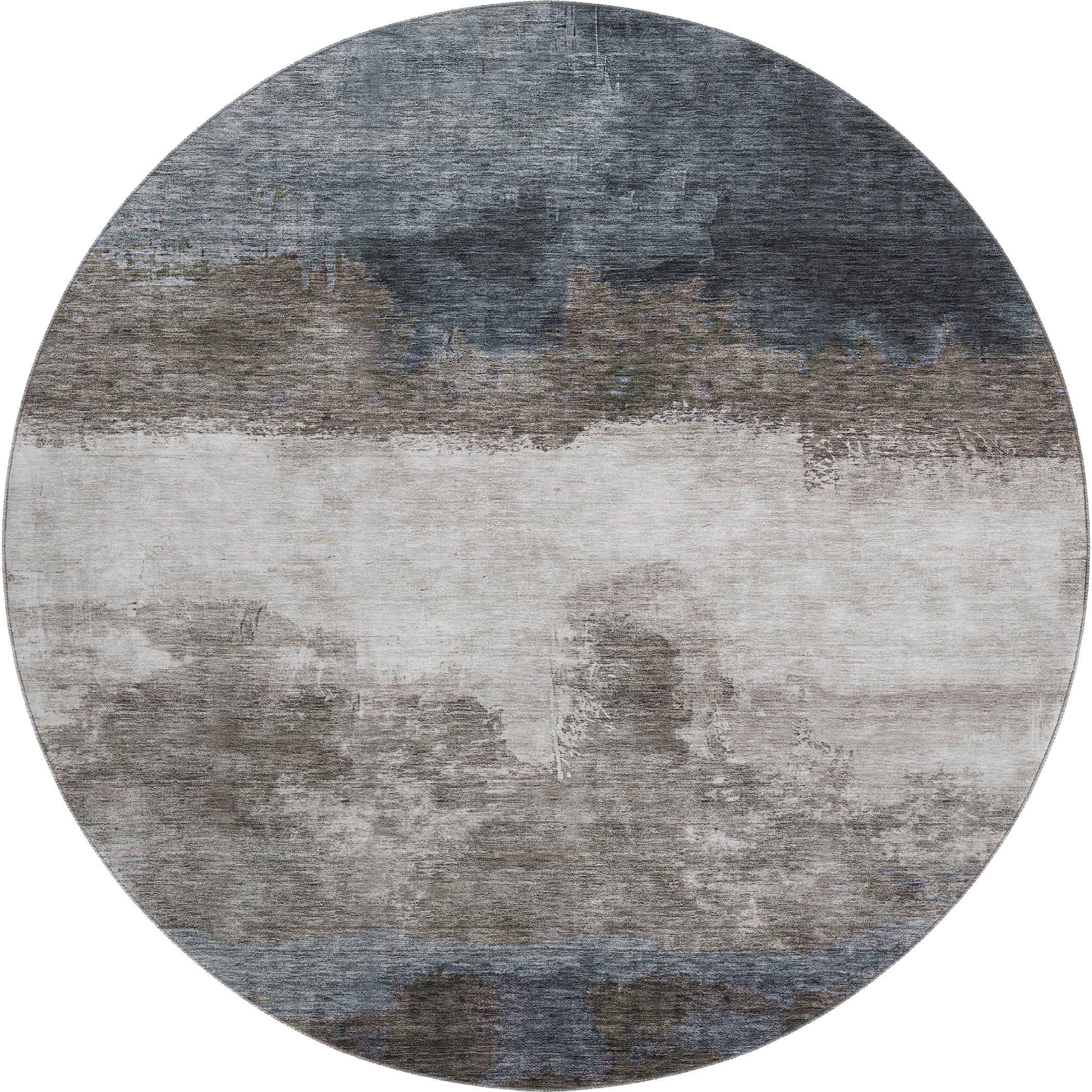 Tallinn Machine Washable Transitional Gray Rug 8' x 8' #shape_Round