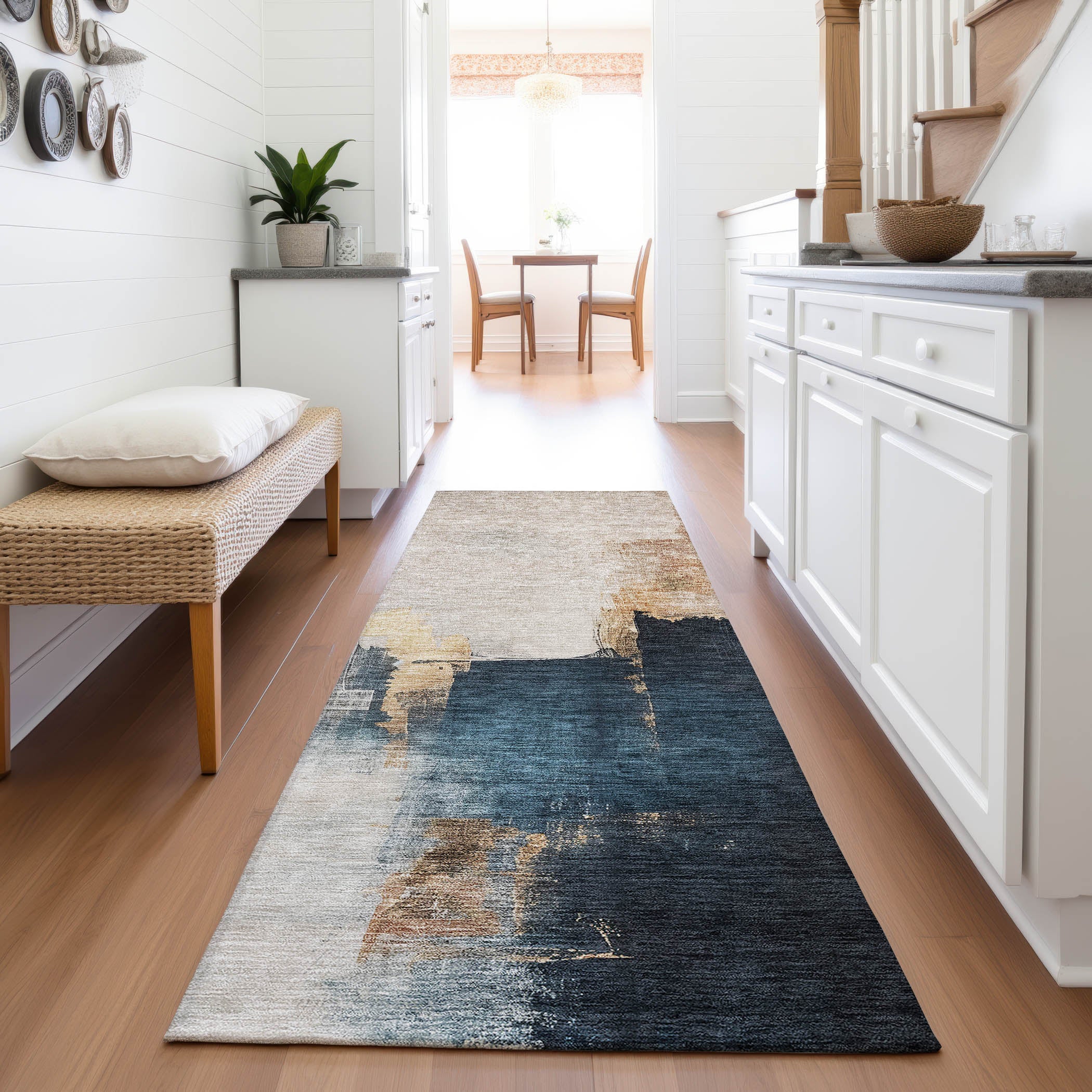Florence Machine Washable Transitional Taupe Brown Rug 2'3" x 7'6" #shape_Runner