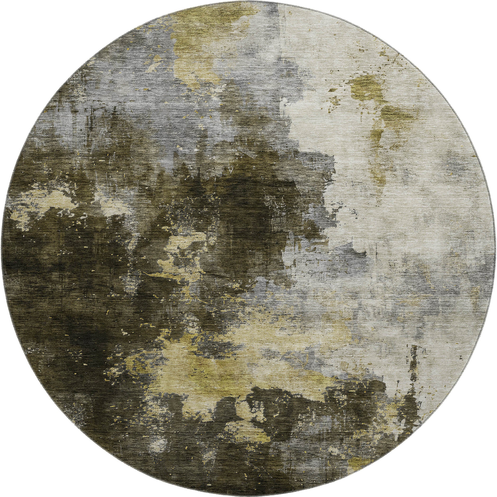 Lisbon Machine Washable Transitional Brown Rug 8' x 8' #shape_Round