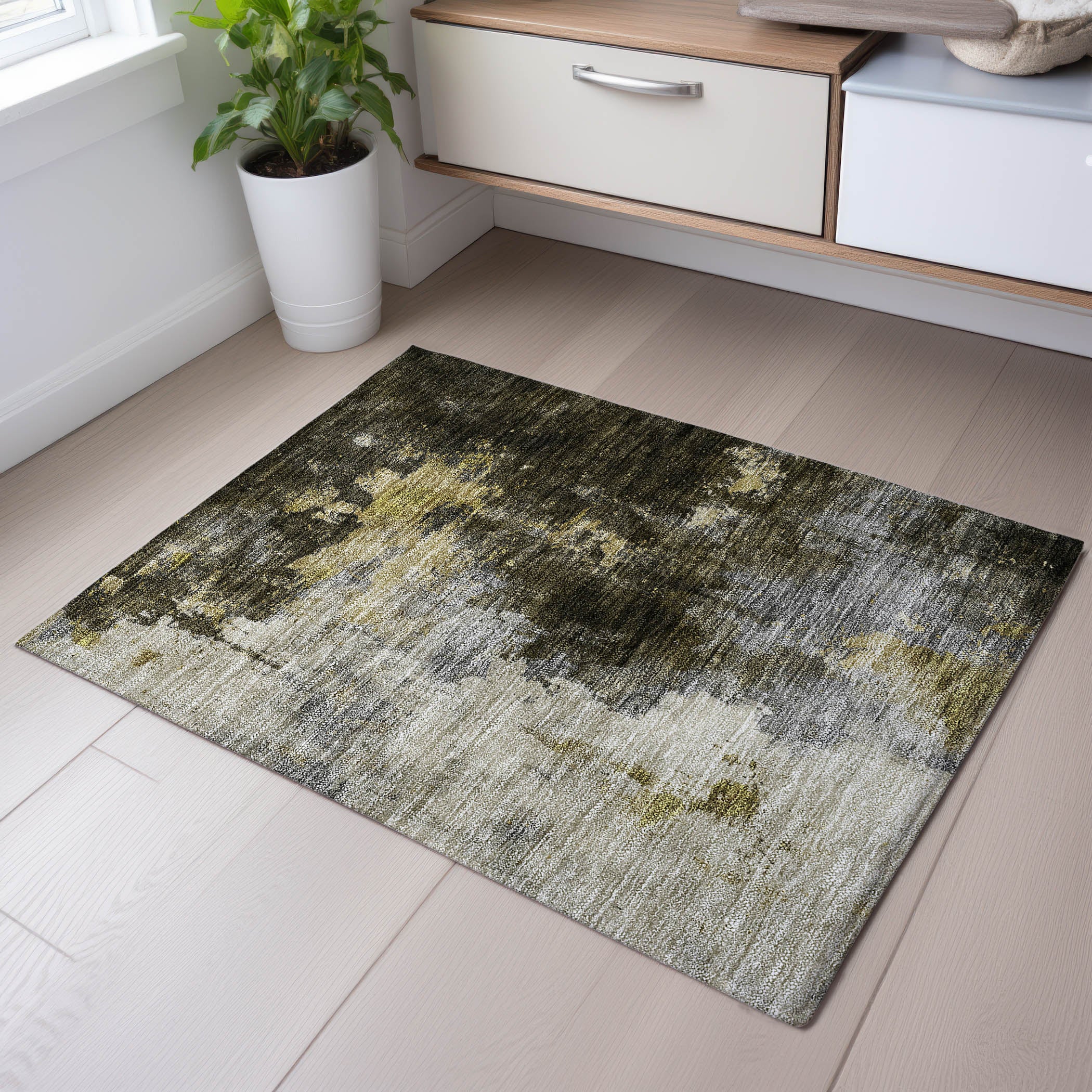 Lisbon Machine Washable Transitional Brown Rug 1'8" x 2'6" #shape_Rectangle