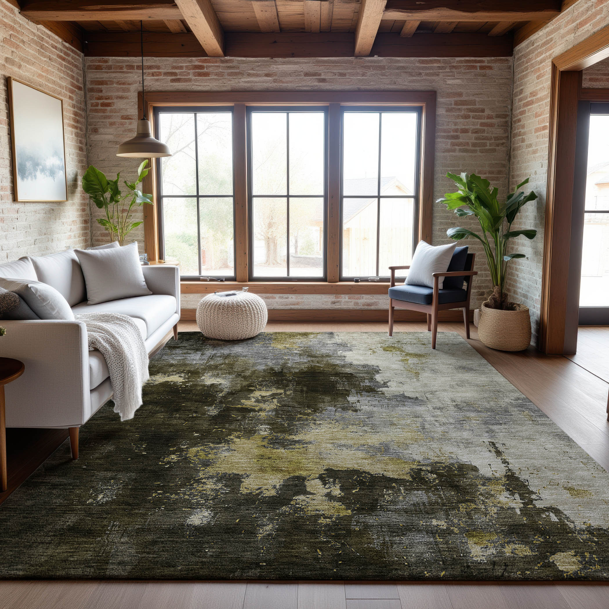 Lisbon Machine Washable Transitional Brown Rug 2'6" x 3'10" #shape_Rectangle