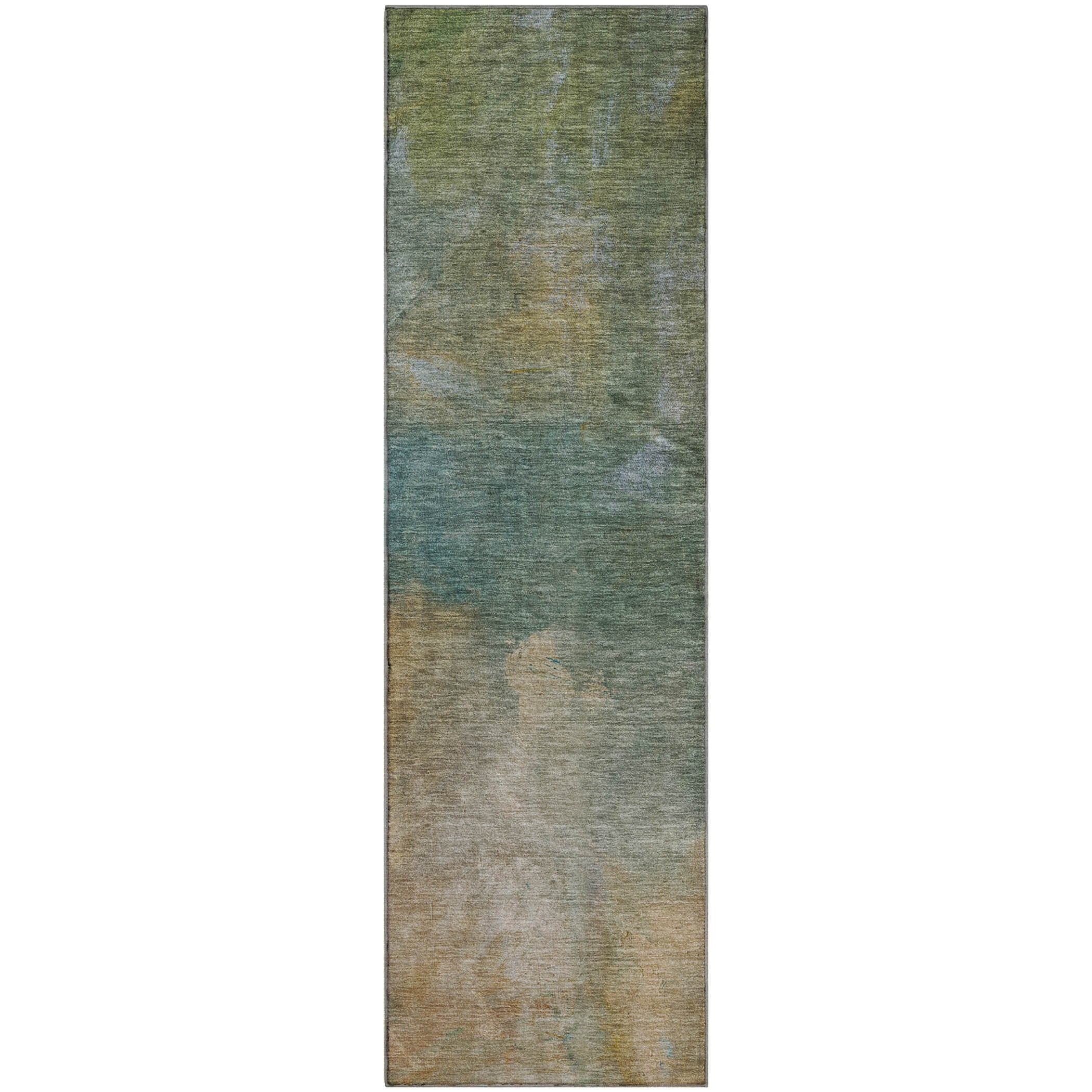 Tallinn Machine Washable Transitional Aloe Green Rug 2'3" x 7'6" #shape_Runner