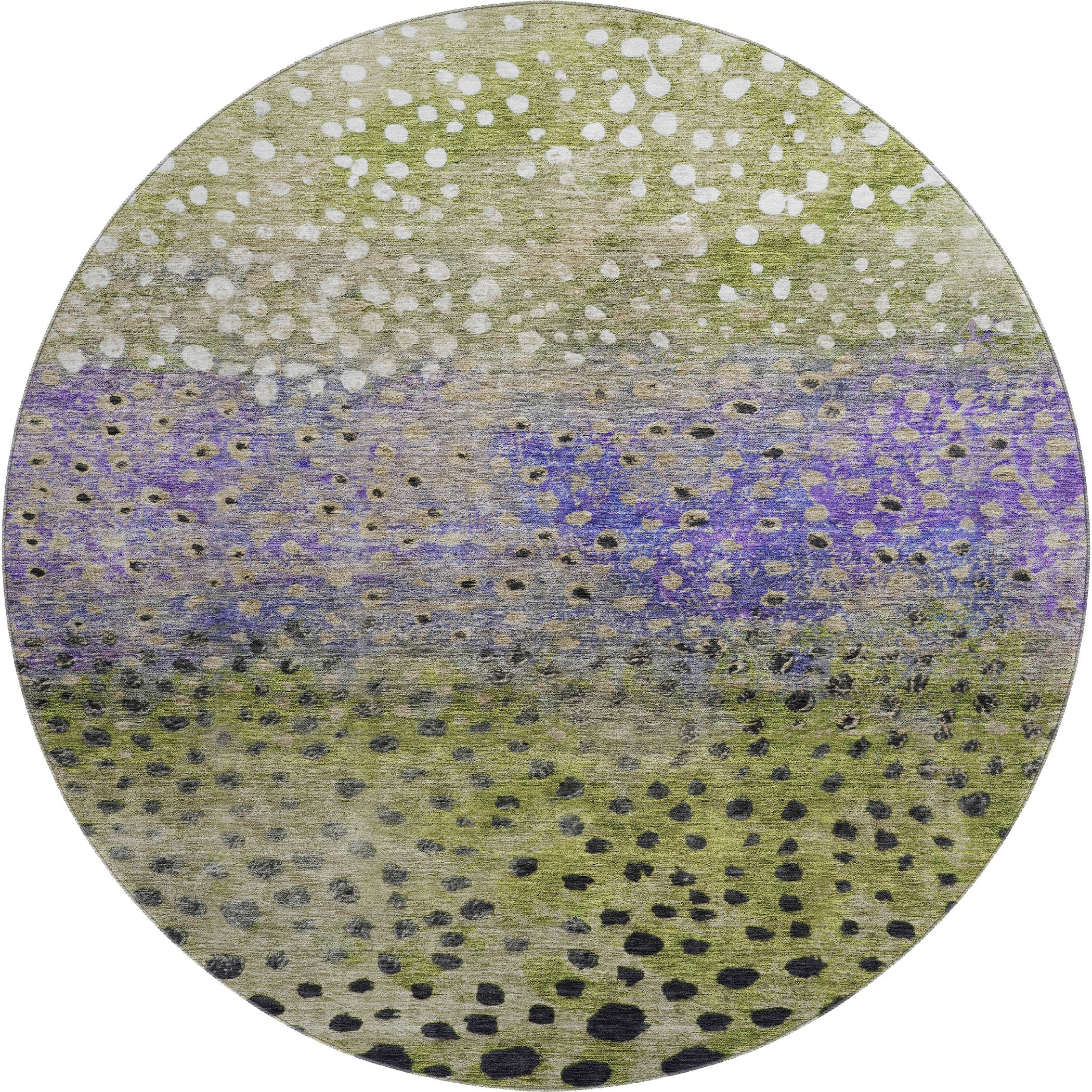 Bruges Machine Washable Transitional Green Rug 8' x 8' #shape_Round