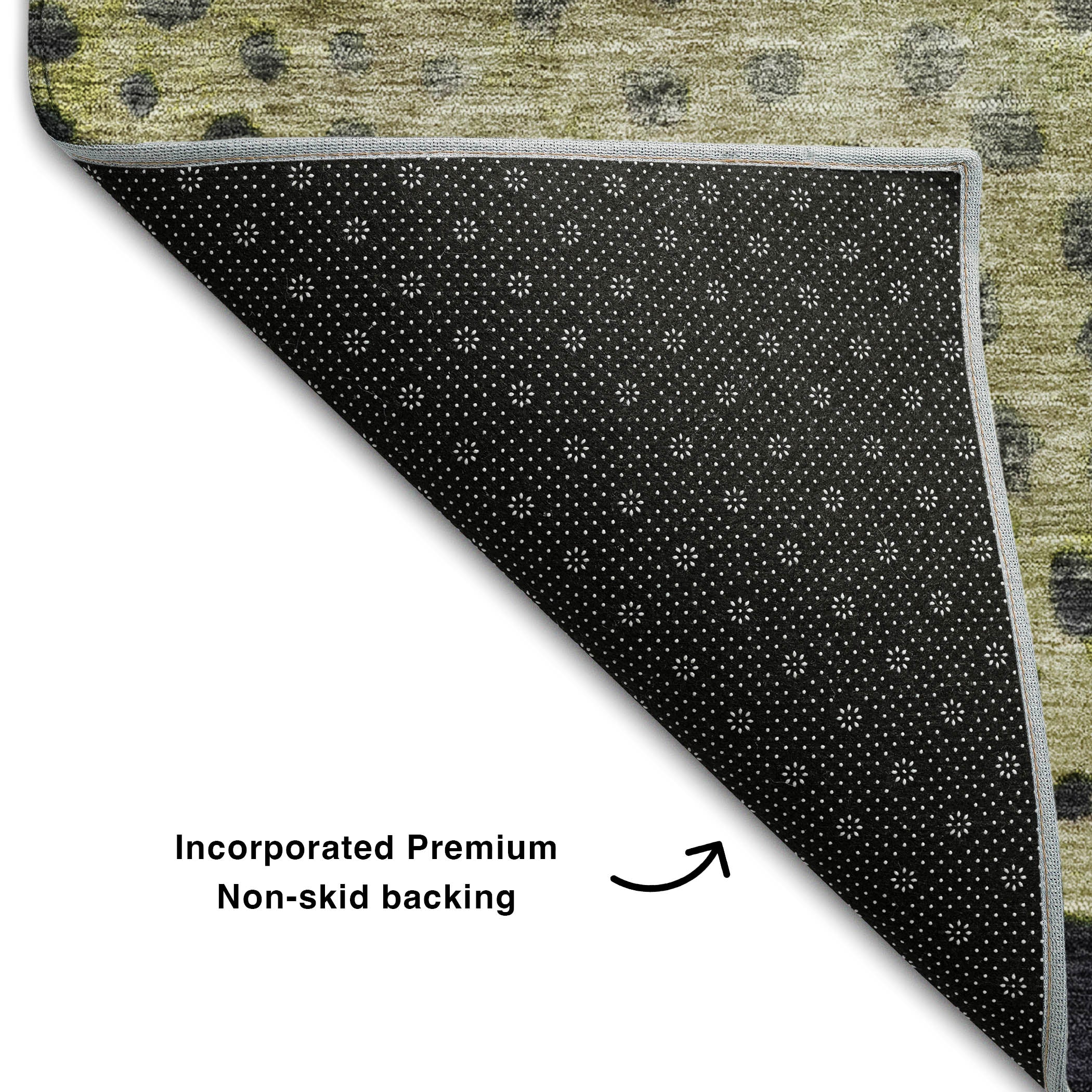 Bruges Machine Washable Transitional Green Rug 1'8" x 2'6" #shape_Rectangle