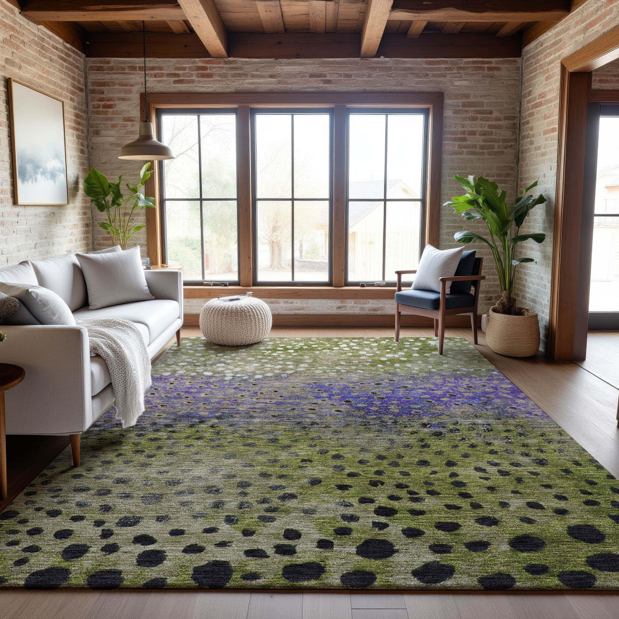 Bruges Machine Washable Transitional Green Rug 2'6" x 3'10" #shape_Rectangle