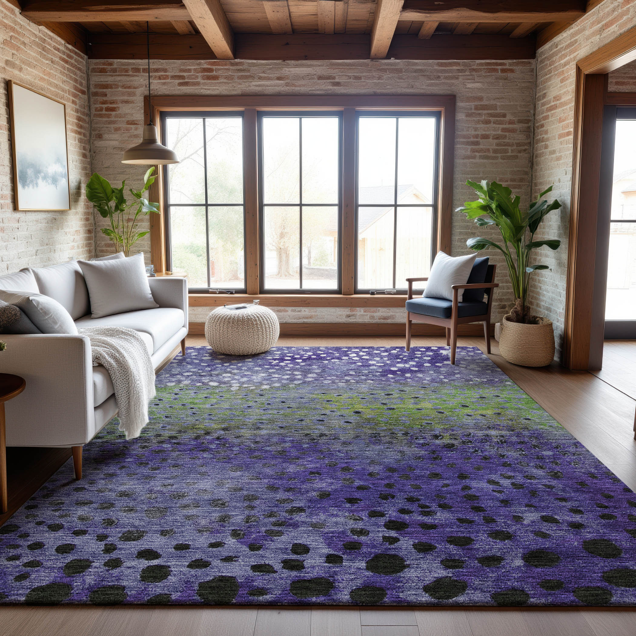 Bruges Machine Washable Transitional Purple Rug 2'6" x 3'10" #shape_Rectangle
