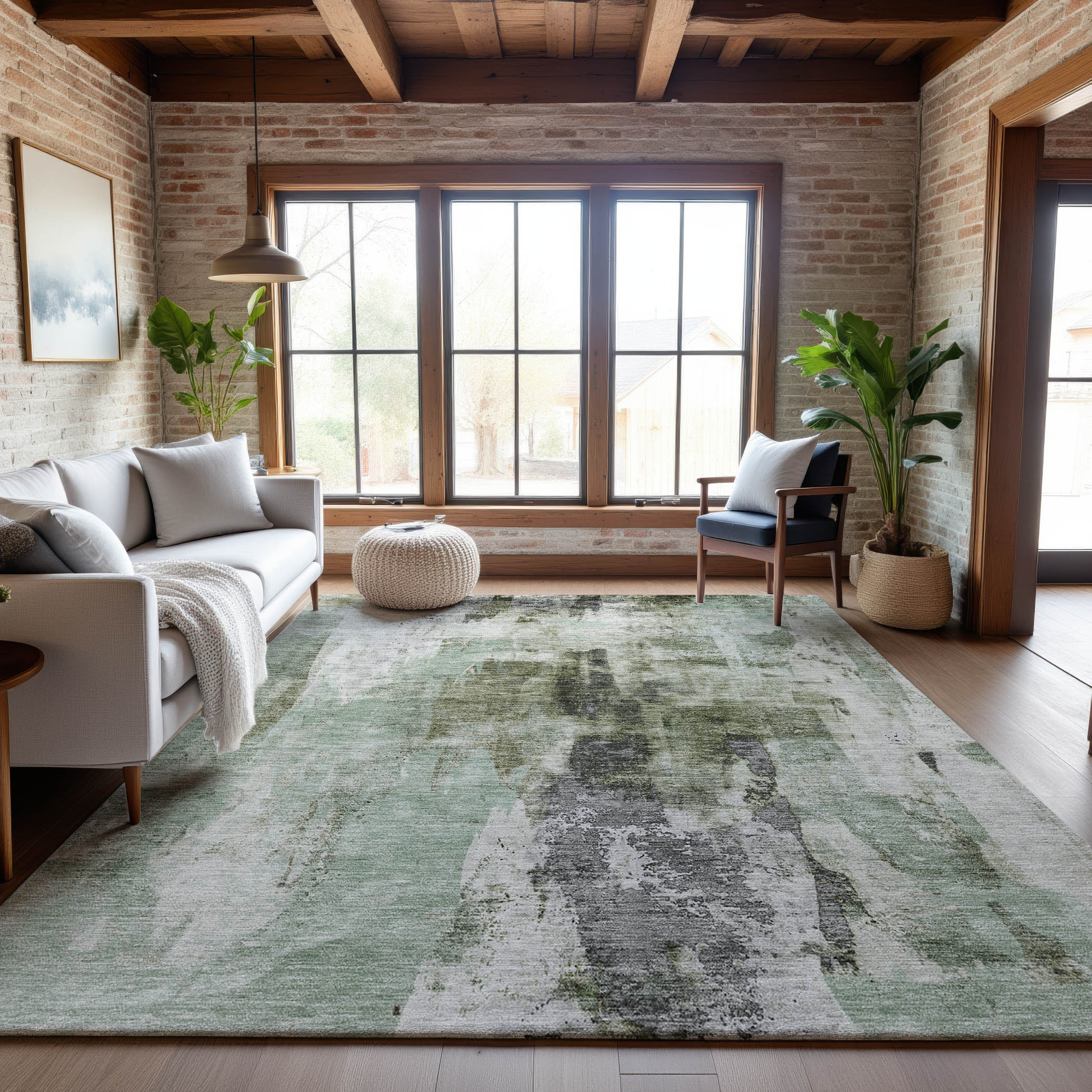 Luang Prabang Machine Washable Transitional Mint Green Rug 2'6" x 3'10" #shape_Rectangle