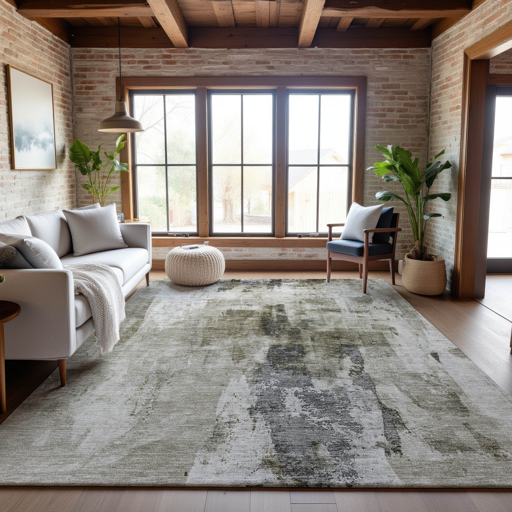 Luang Prabang Machine Washable Transitional Taupe Brown Rug 2'6" x 3'10" #shape_Rectangle