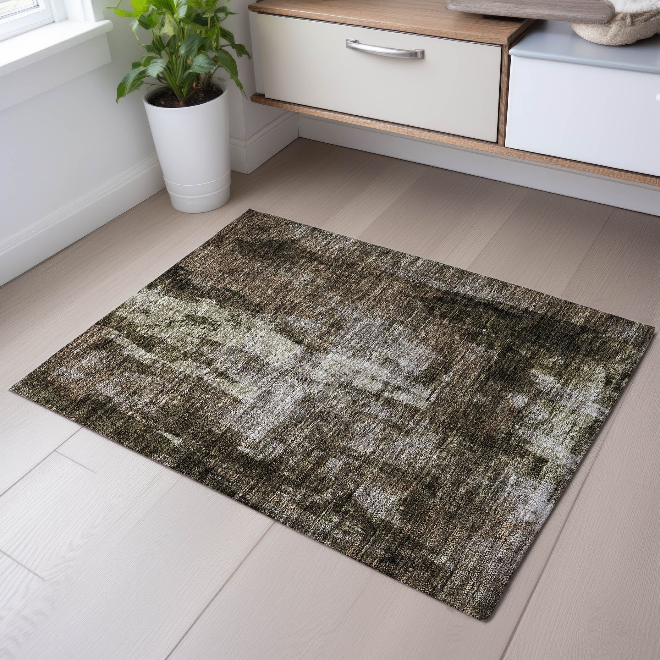 Dubrovnik Machine Washable Transitional Brown Rug 1'8" x 2'6" #shape_Rectangle