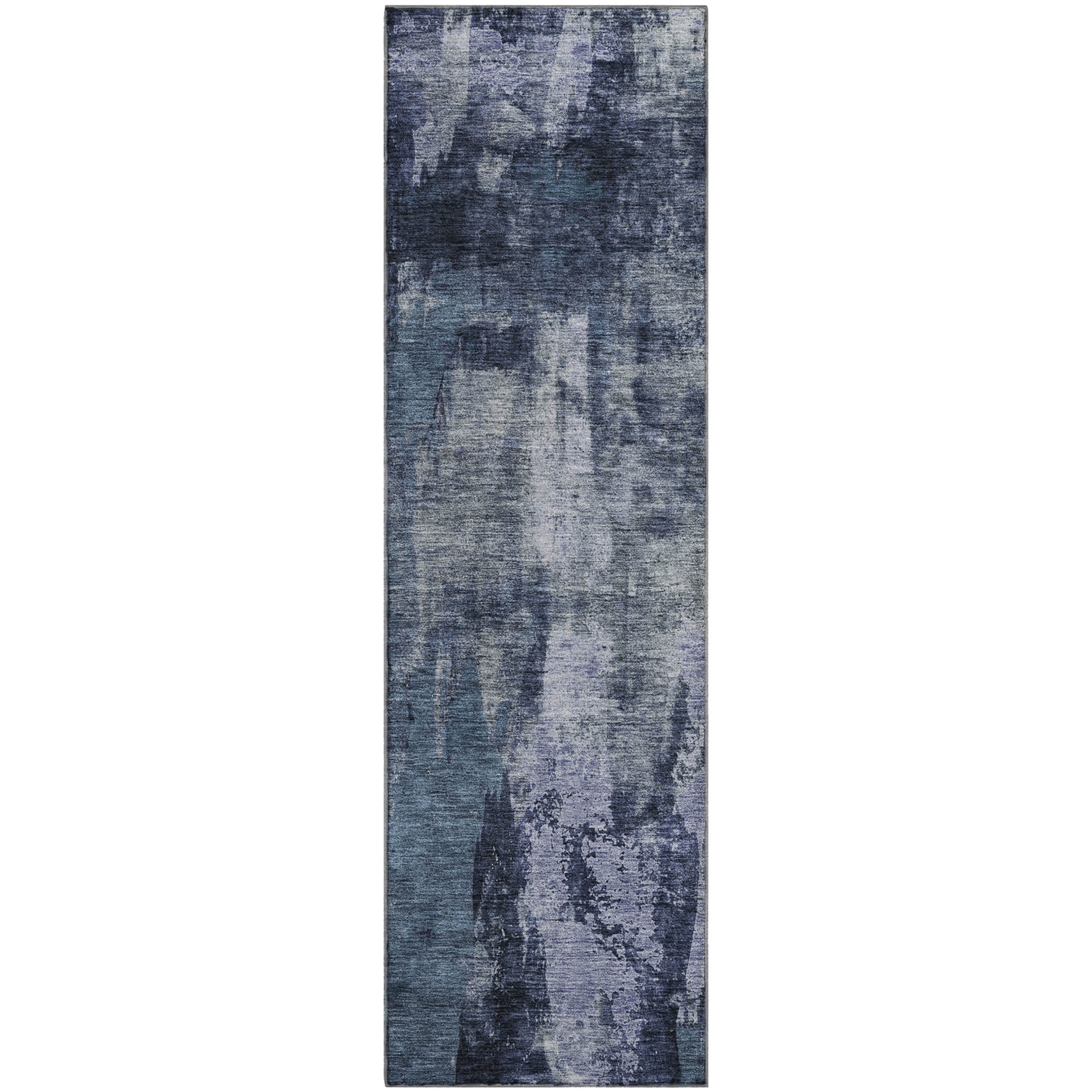 Dubrovnik Machine Washable Transitional Navy Blue Rug 2'3" x 7'6" #shape_Runner