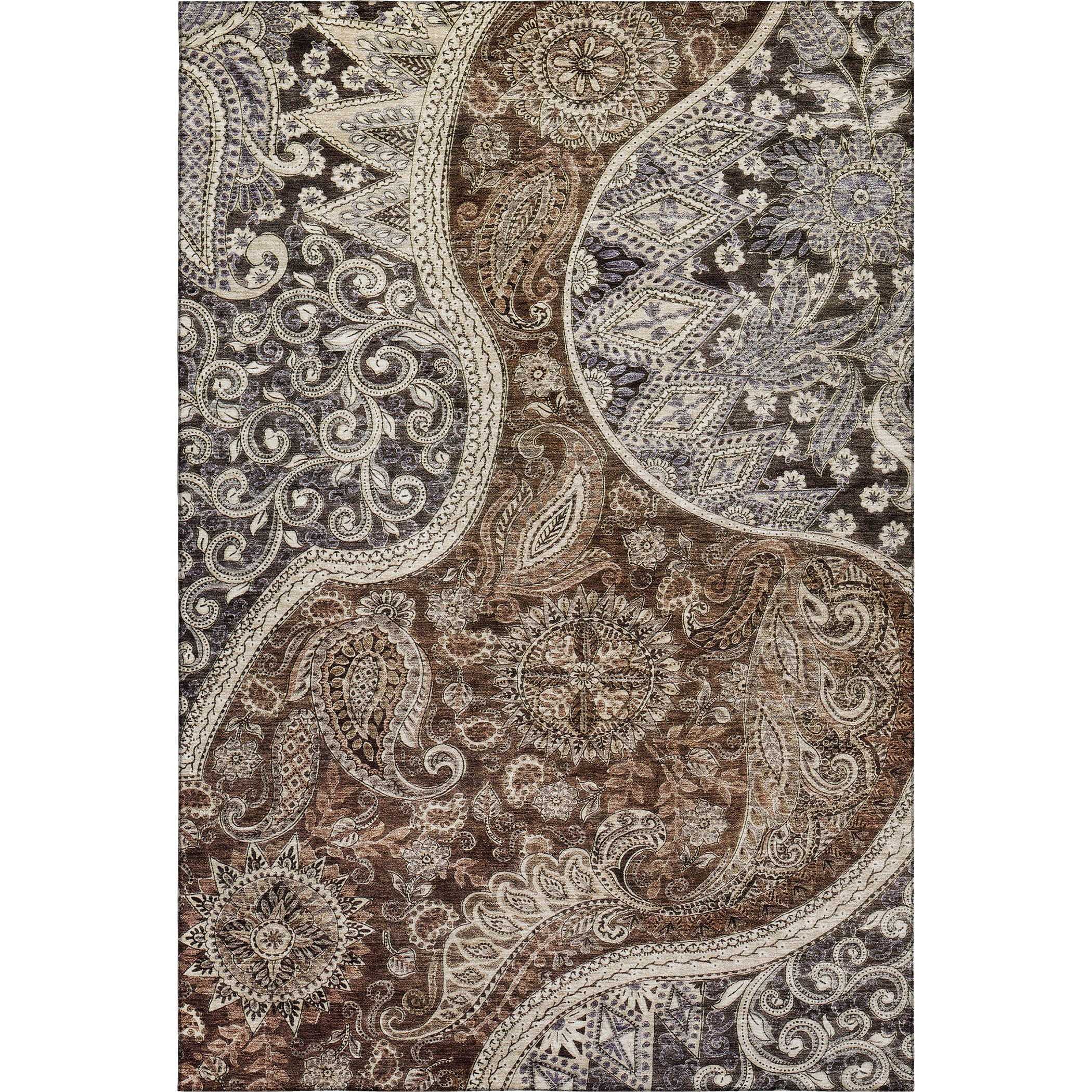 Prague Machine Washable Transitional Brown Rug 2'6" x 3'10" #shape_Rectangle