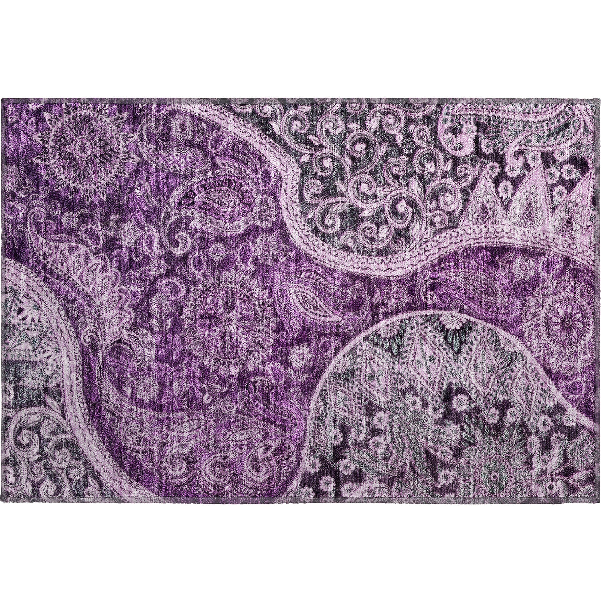 Prague Machine Washable Transitional Purple Rug 1'8" x 2'6" #shape_Rectangle