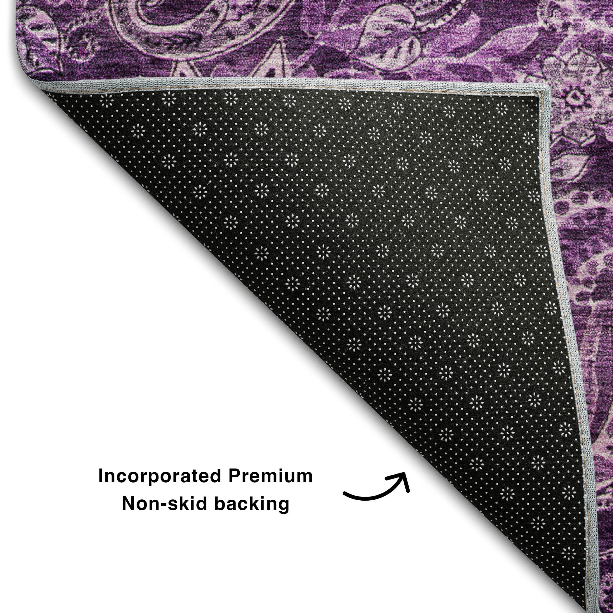 Prague Machine Washable Transitional Purple Rug 1'8" x 2'6" #shape_Rectangle