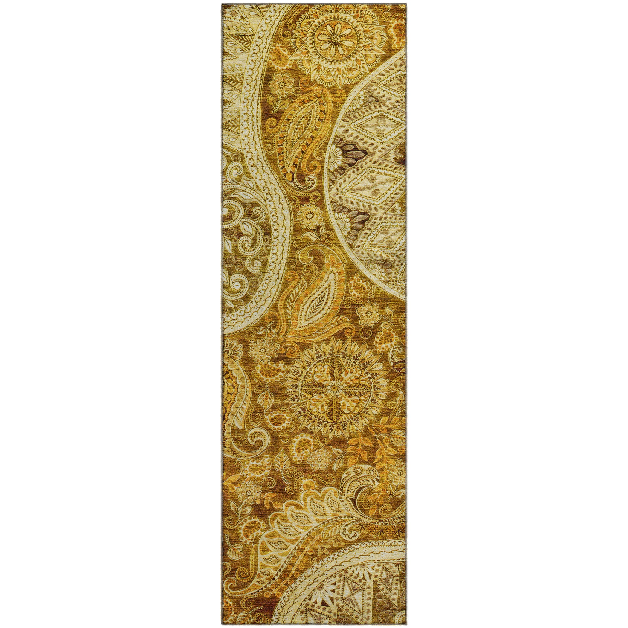 Prague Machine Washable Transitional Terracotta Orange Rug 2'3" x 7'6" #shape_Runner