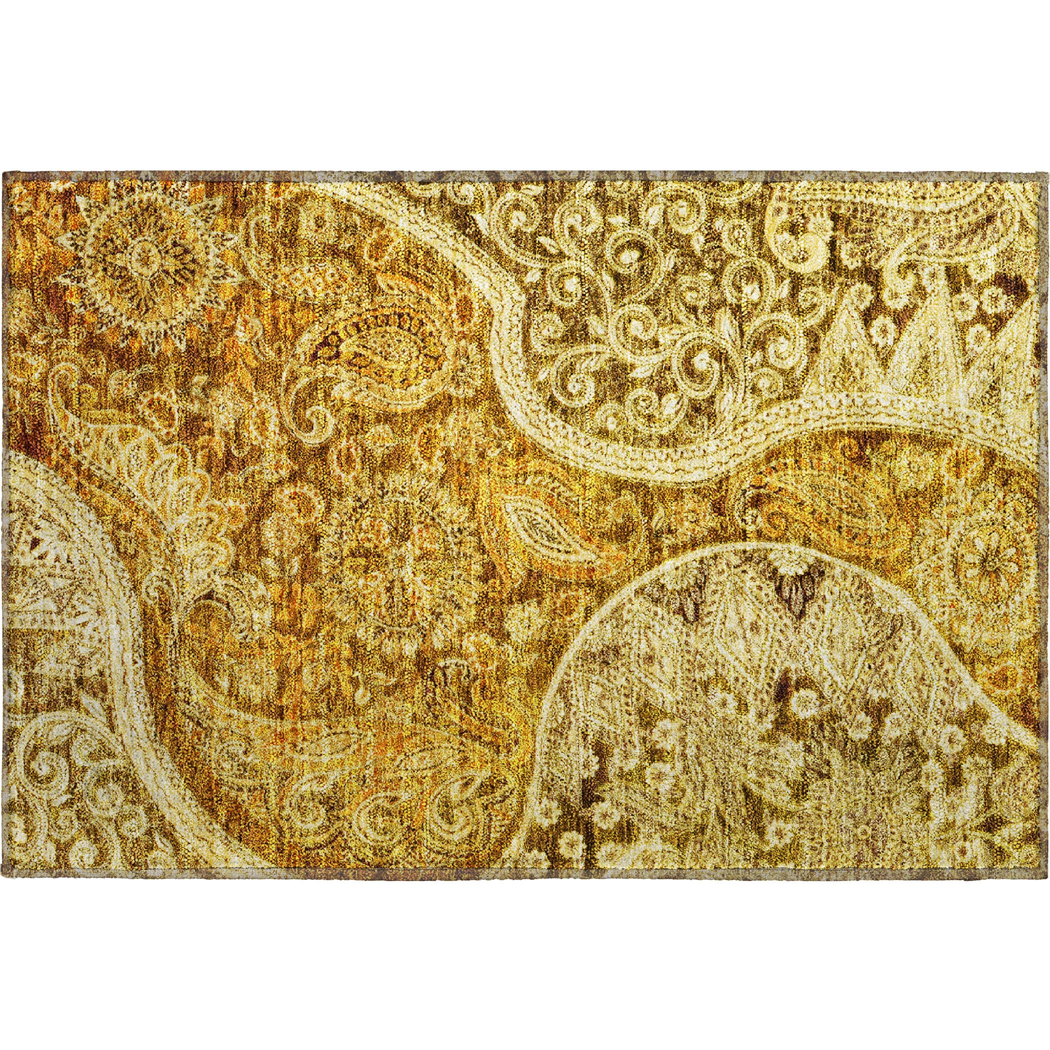 Prague Machine Washable Transitional Terracotta Orange Rug 1'8" x 2'6" #shape_Rectangle