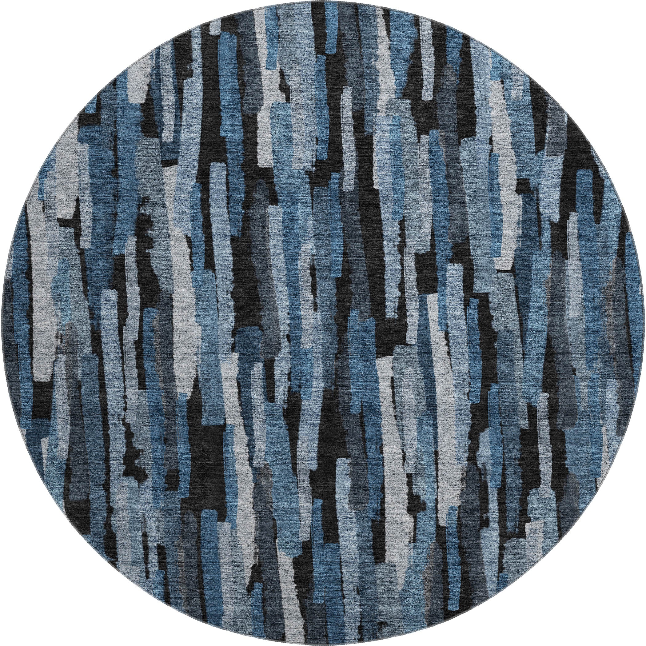 Siena Machine Washable Transitional Blue Rug 8' x 8' #shape_Round