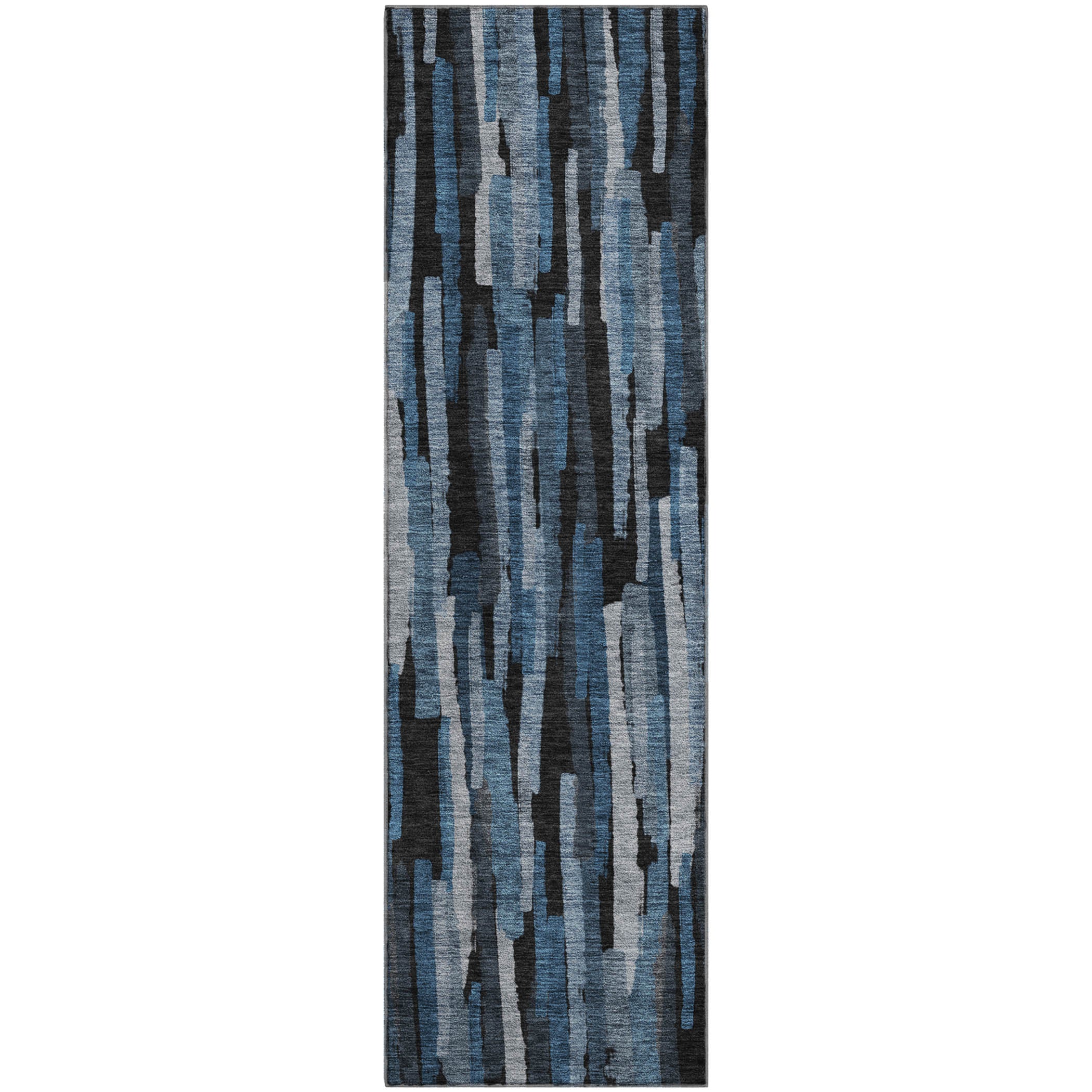 Siena Machine Washable Transitional Blue Rug 2'3" x 7'6" #shape_Runner