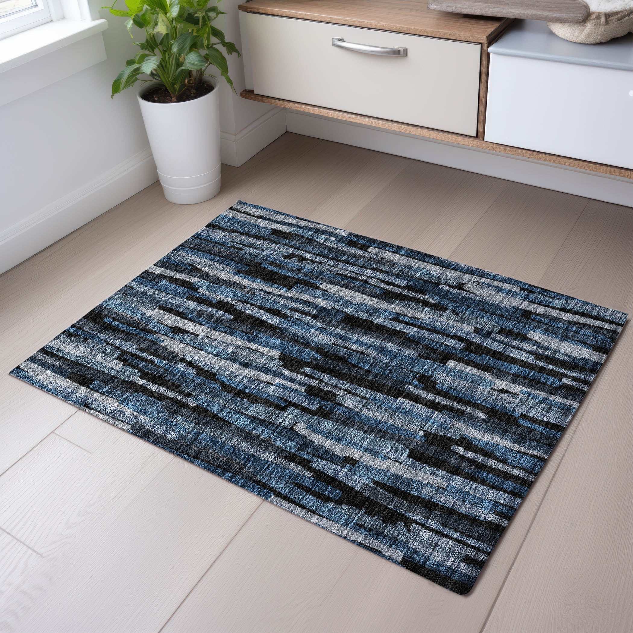Siena Machine Washable Transitional Blue Rug 1'8" x 2'6" #shape_Rectangle
