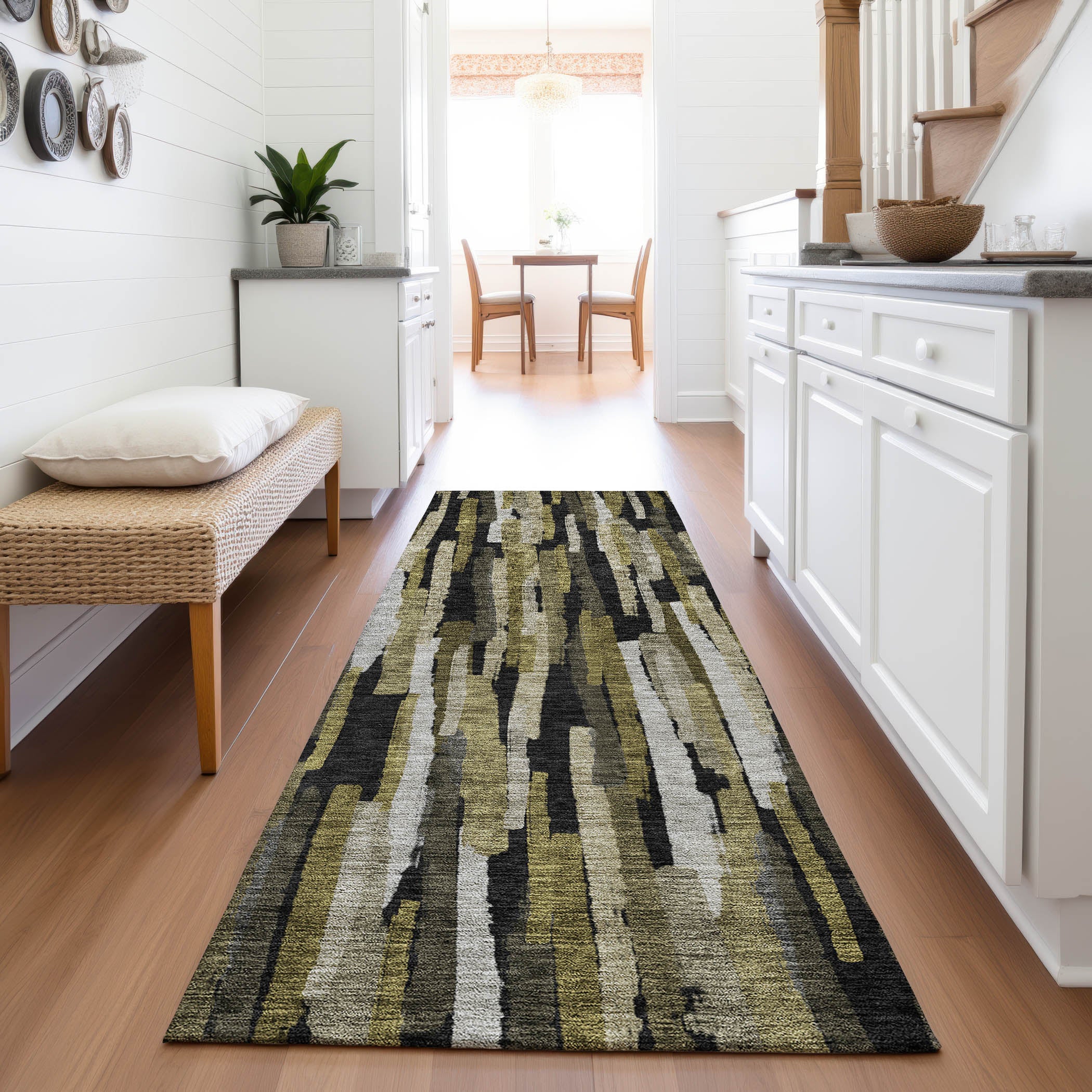 Siena Machine Washable Transitional Brown Rug 2'3" x 7'6" #shape_Runner