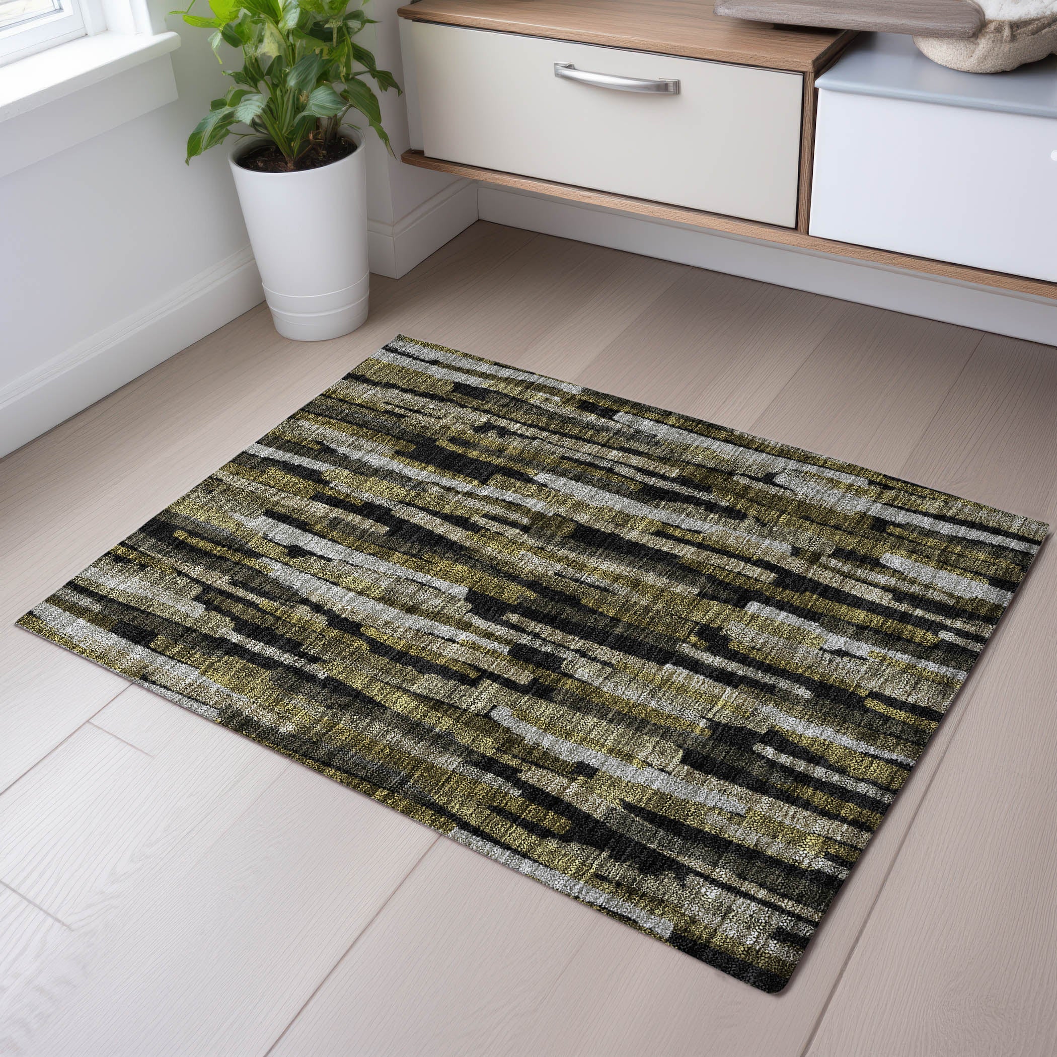Siena Machine Washable Transitional Brown Rug 1'8" x 2'6" #shape_Rectangle