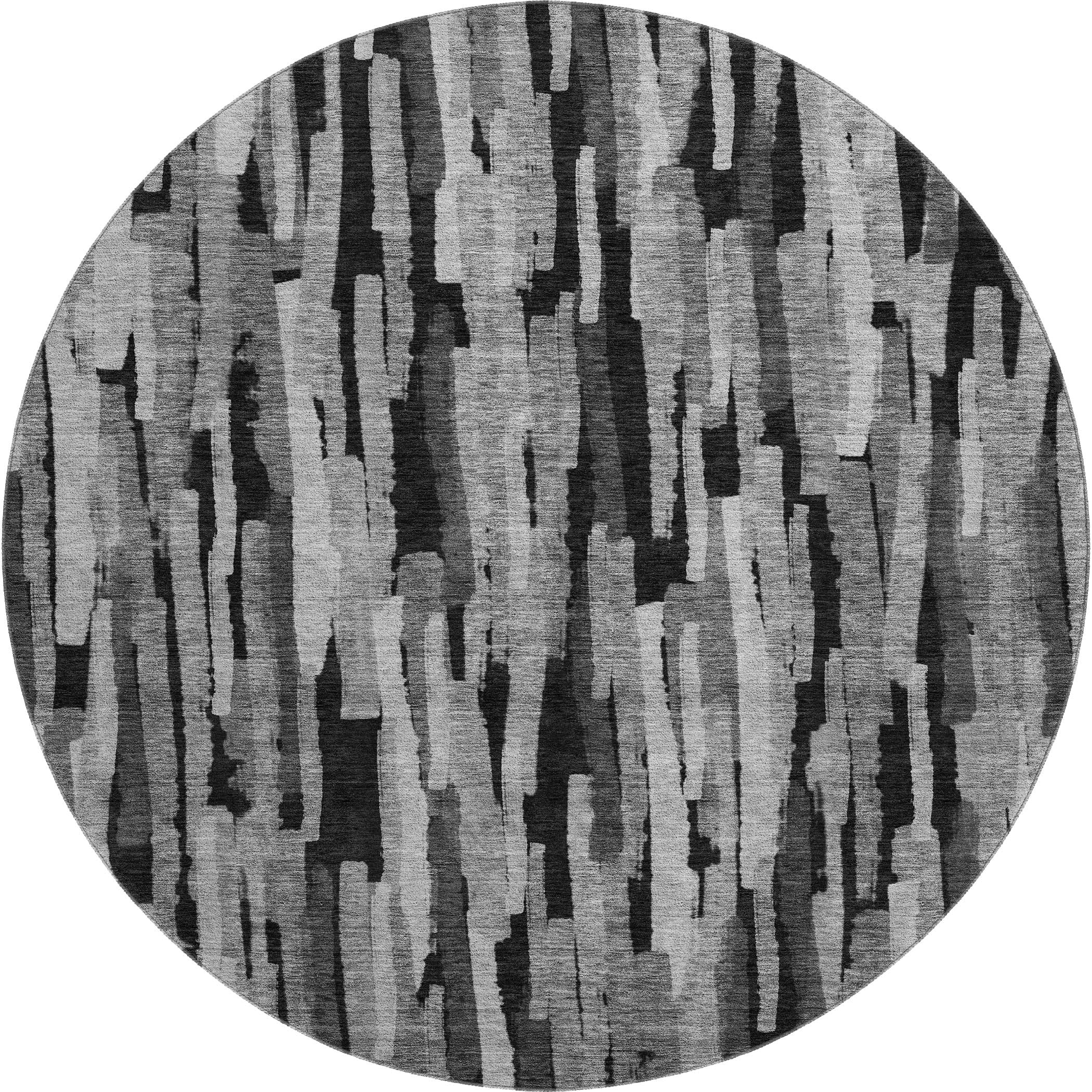 Siena Machine Washable Transitional Gray Rug 8' x 8' #shape_Round