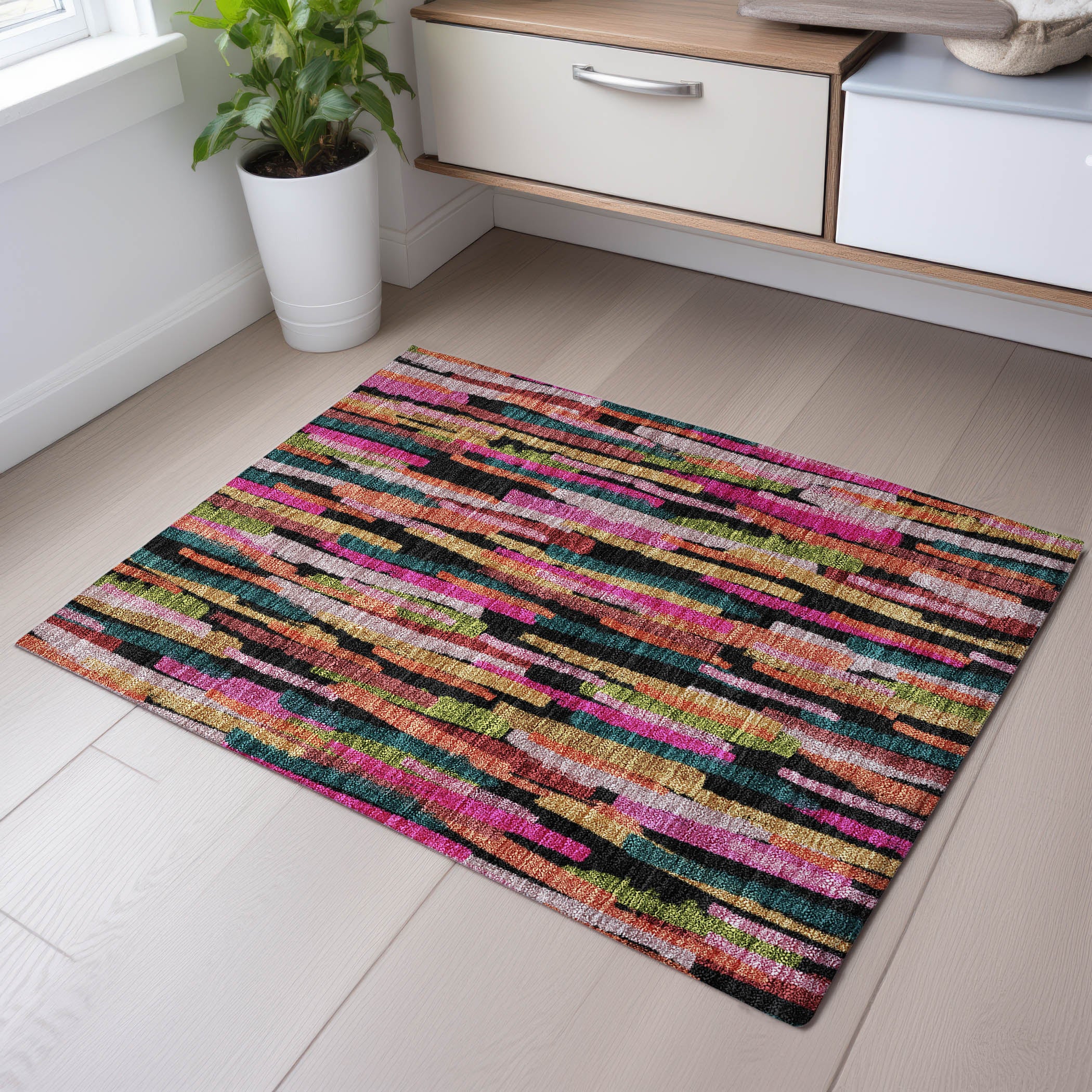 Siena Machine Washable Transitional Pink Rug 1'8" x 2'6" #shape_Rectangle