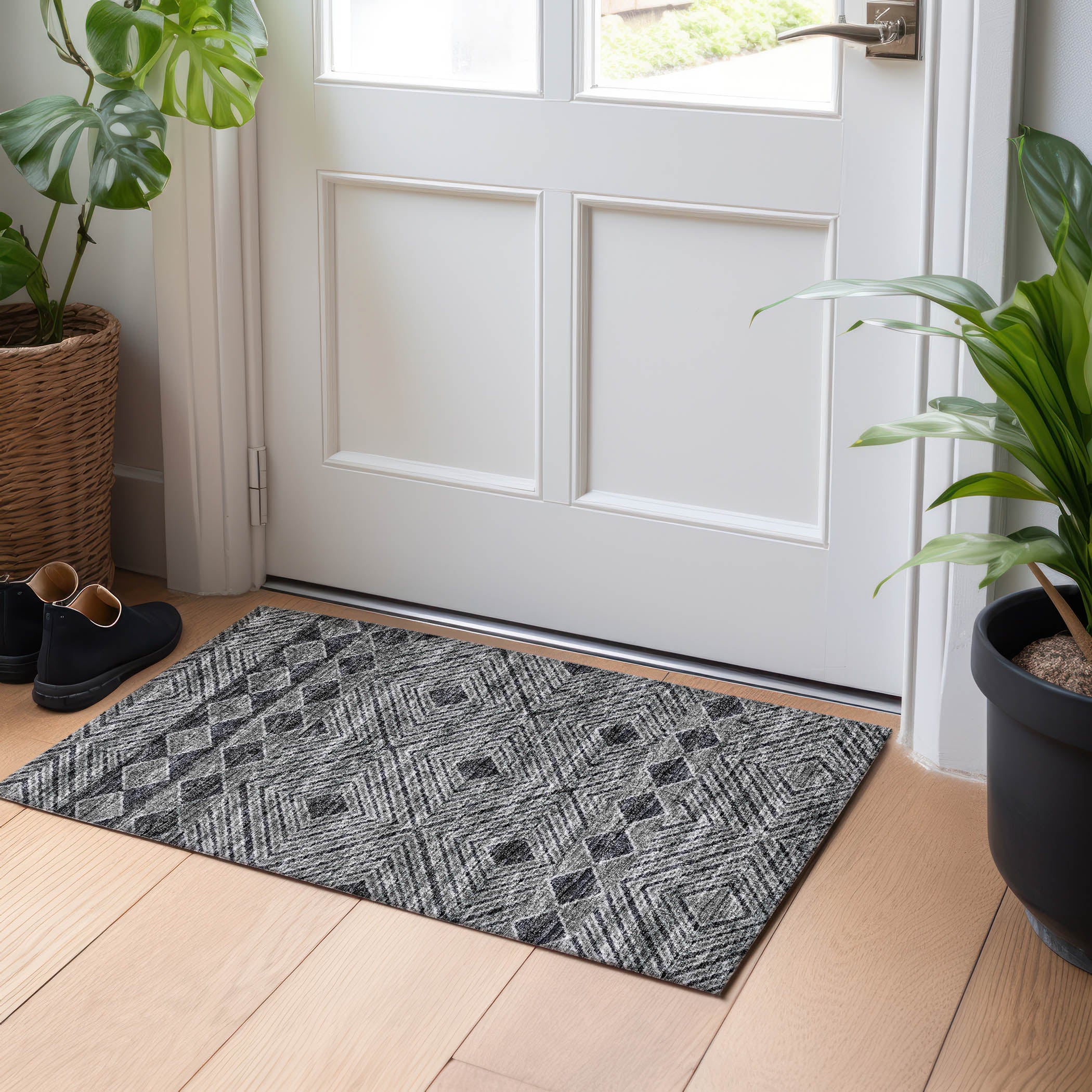 Montevideo Machine Washable Transitional Gray Rug 1'8" x 2'6" #shape_Rectangle